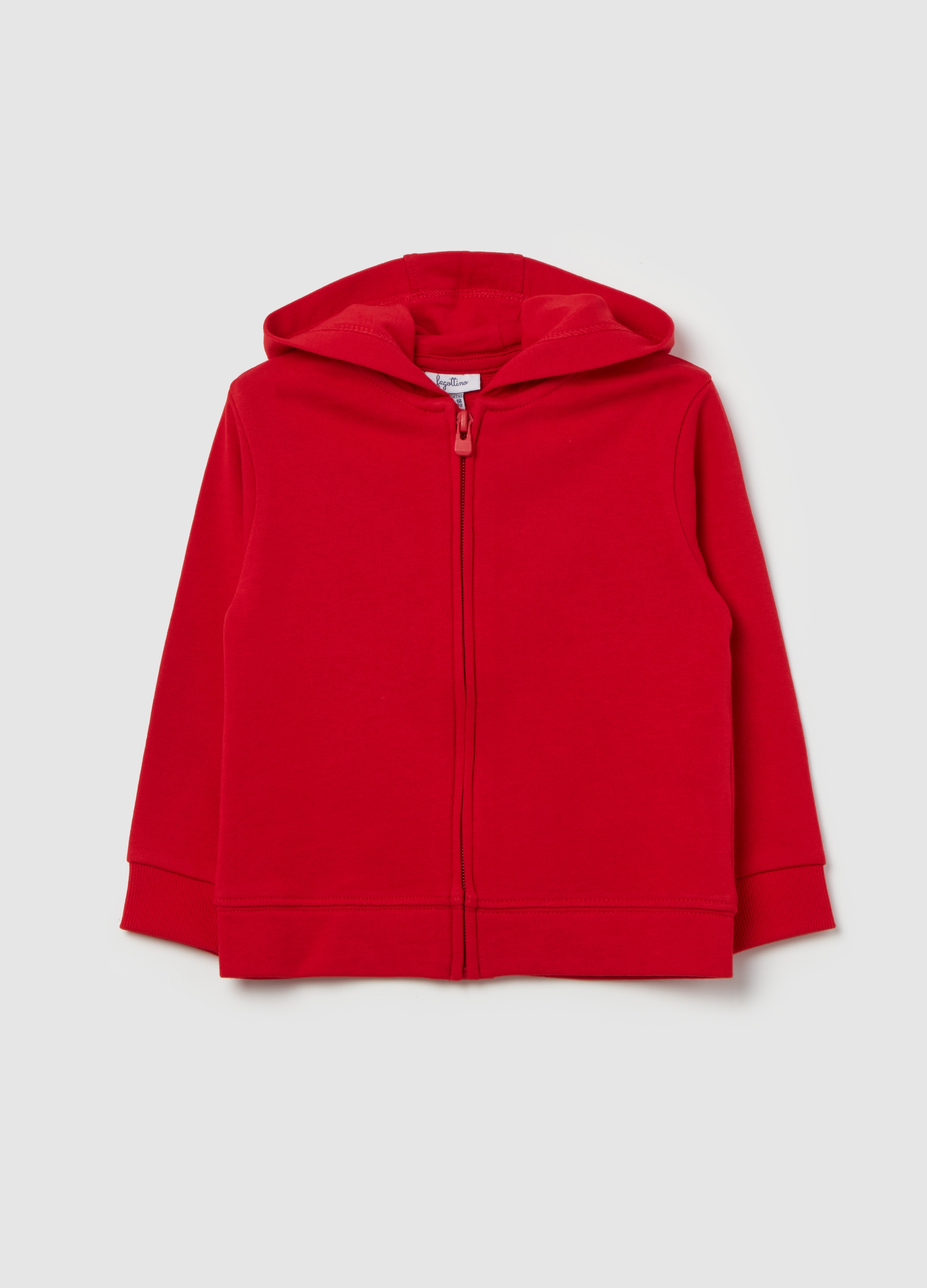 Sudadera Con Cremallera De Tejido Rizado Con Capucha, Niño, Rojo, Talla: 18-24
