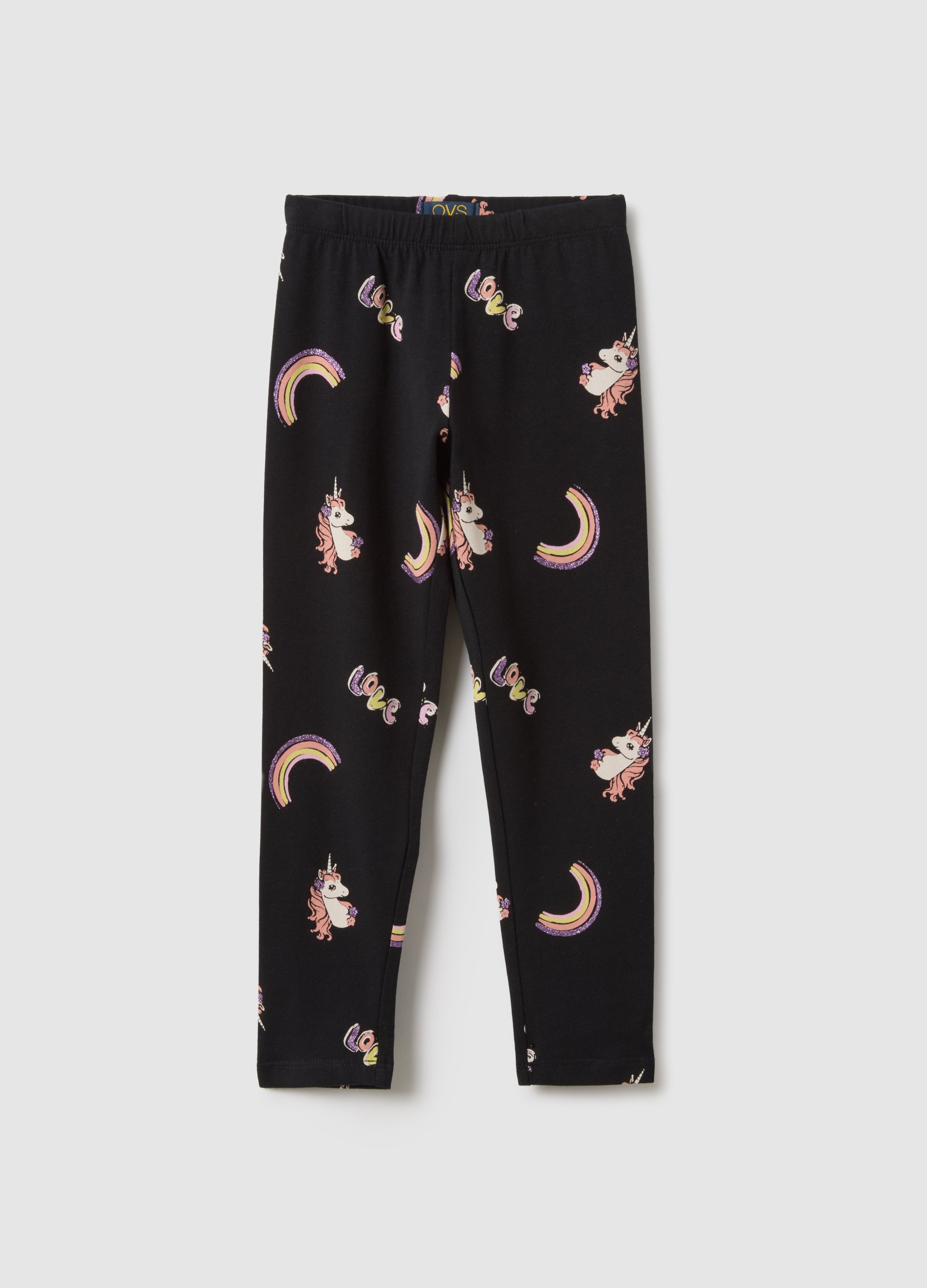 OVS KIDS, Leggings De Niña Negro En Algodón Elástico Skinny Fit Con Estampados, Niña, Gunmetal, Talla: 7-8