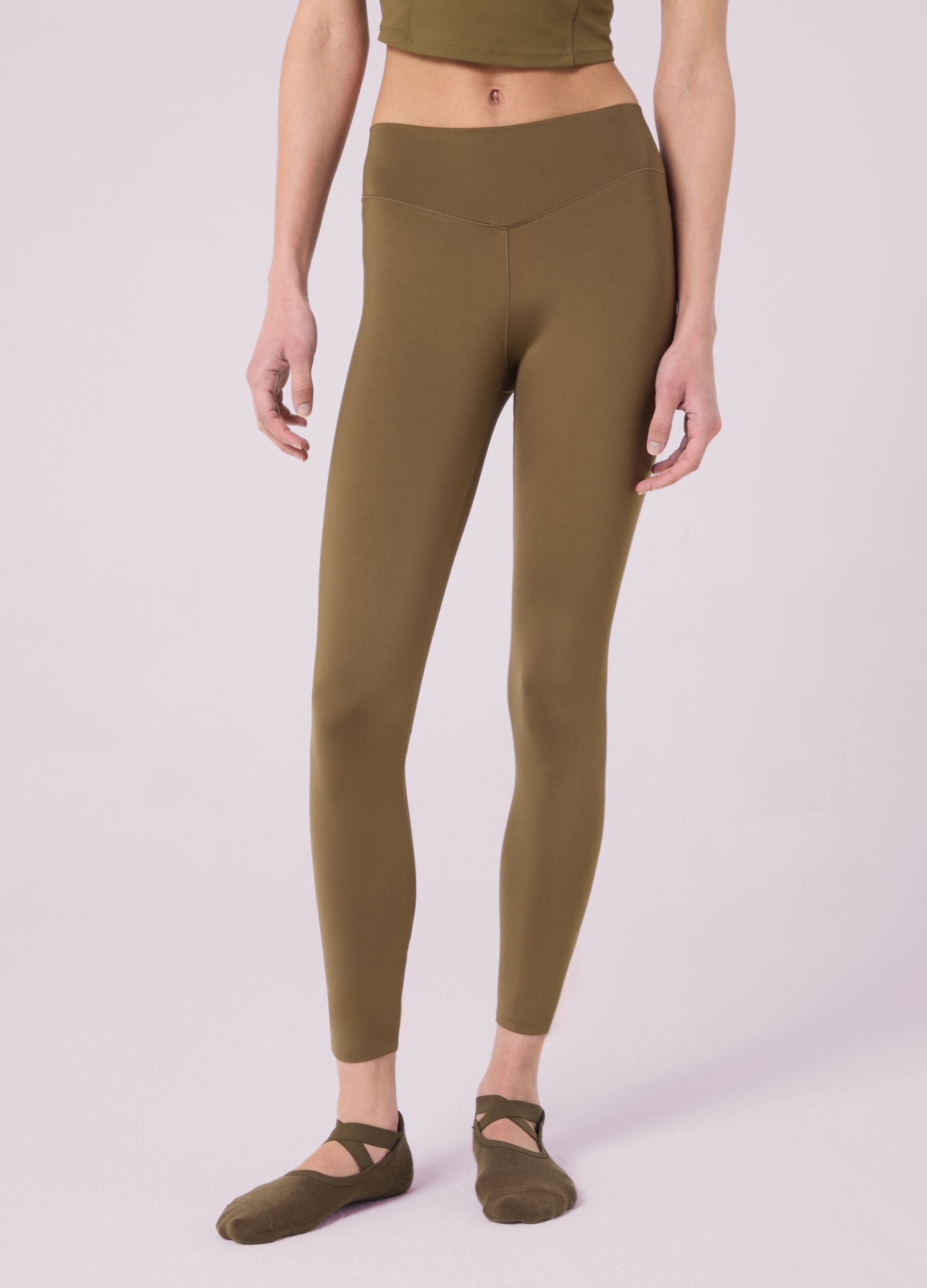 Altavia Studio, Leggings A Vita Alta In Tessuto Tecnico Elasticizzato Altavia Studio, Mujer, Verde militar, Talla: 36
