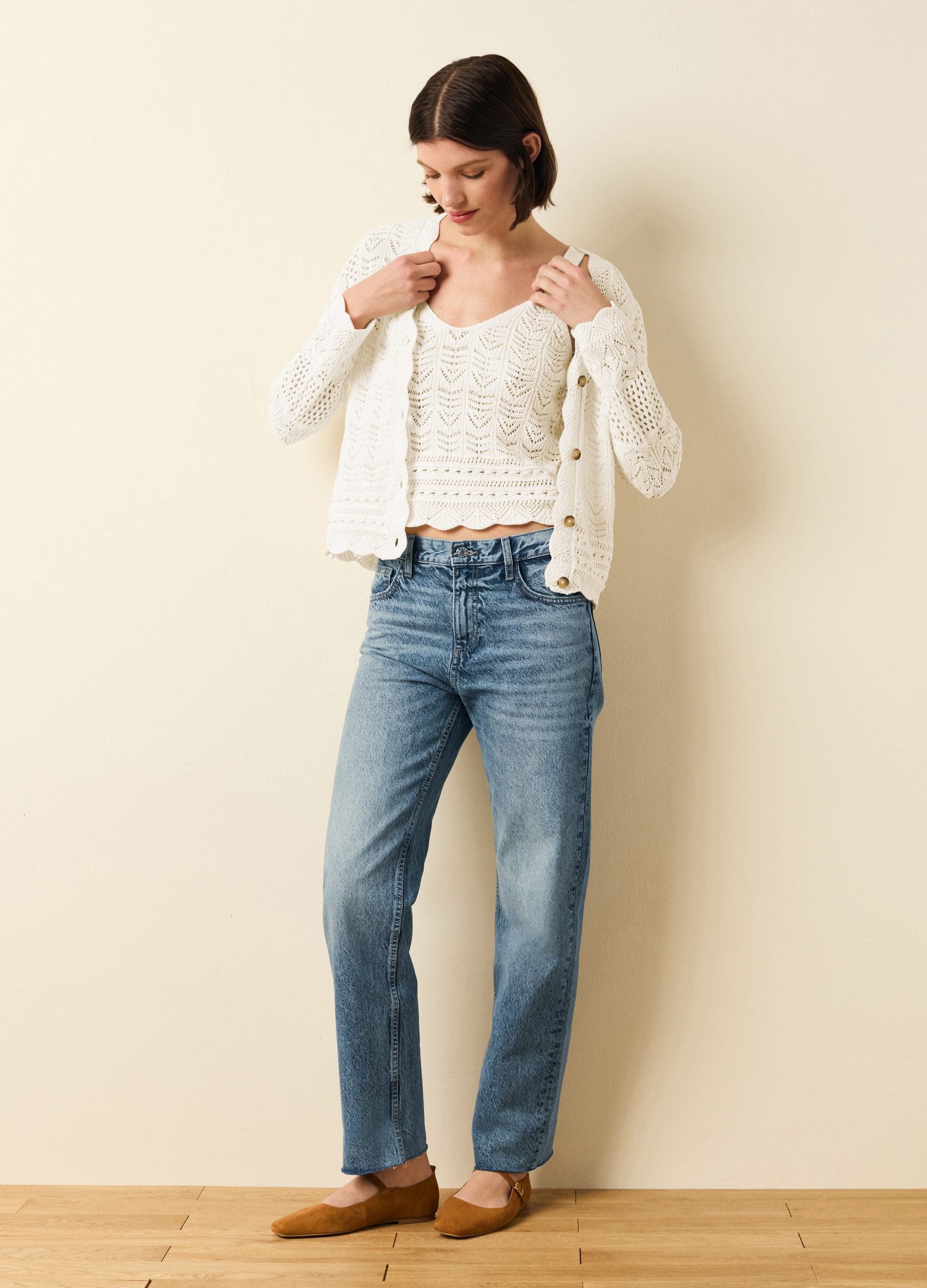 OVS, Cardigan Crochet Con Scollo A V, Donna, Bianco, Taglia: XL