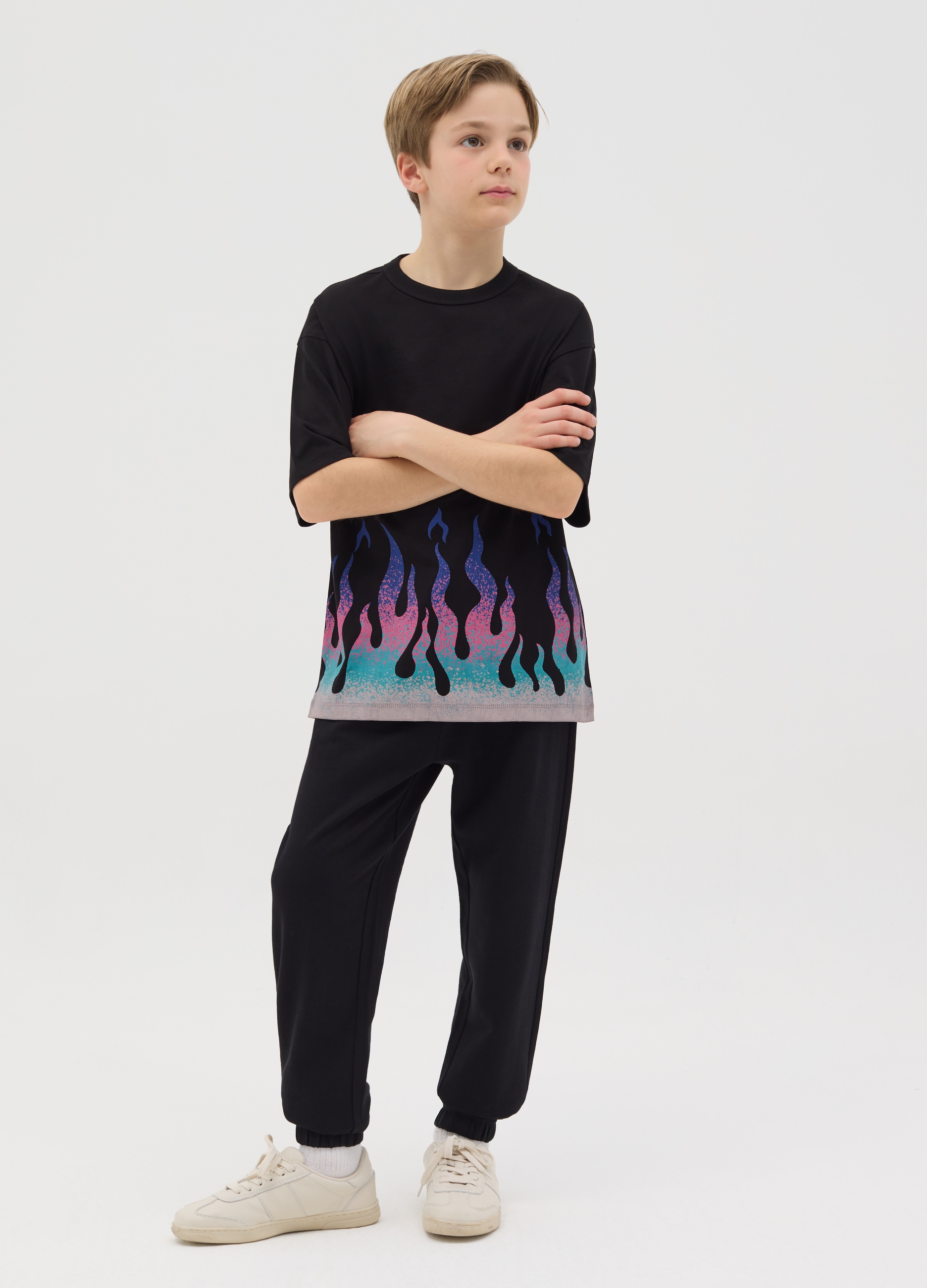 Joggers De Algodón Con Cordón De Ajuste, Niño, Gunmetal, Talla: 11-12