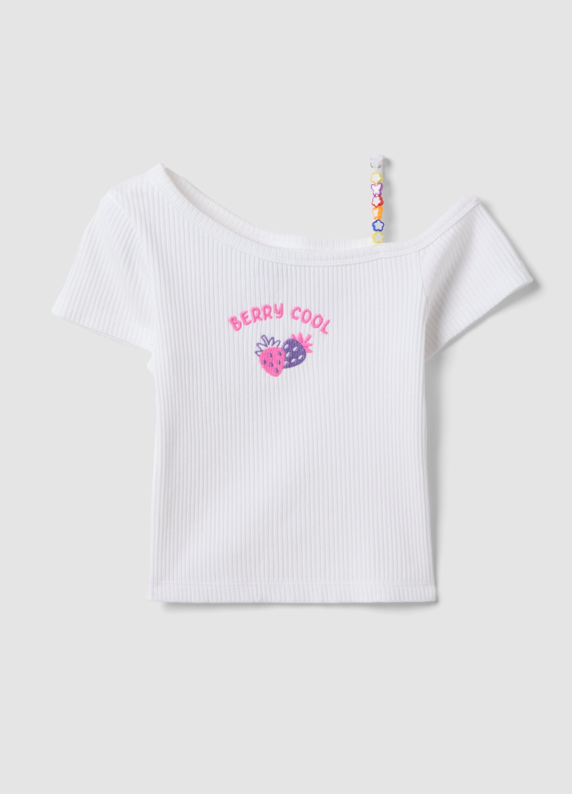 OVS KIDS, Camiseta Blanca De Algodón Elástico A Rayas Slim Fit Para Niña, Niña, Blanco óptico, Talla: 9-10