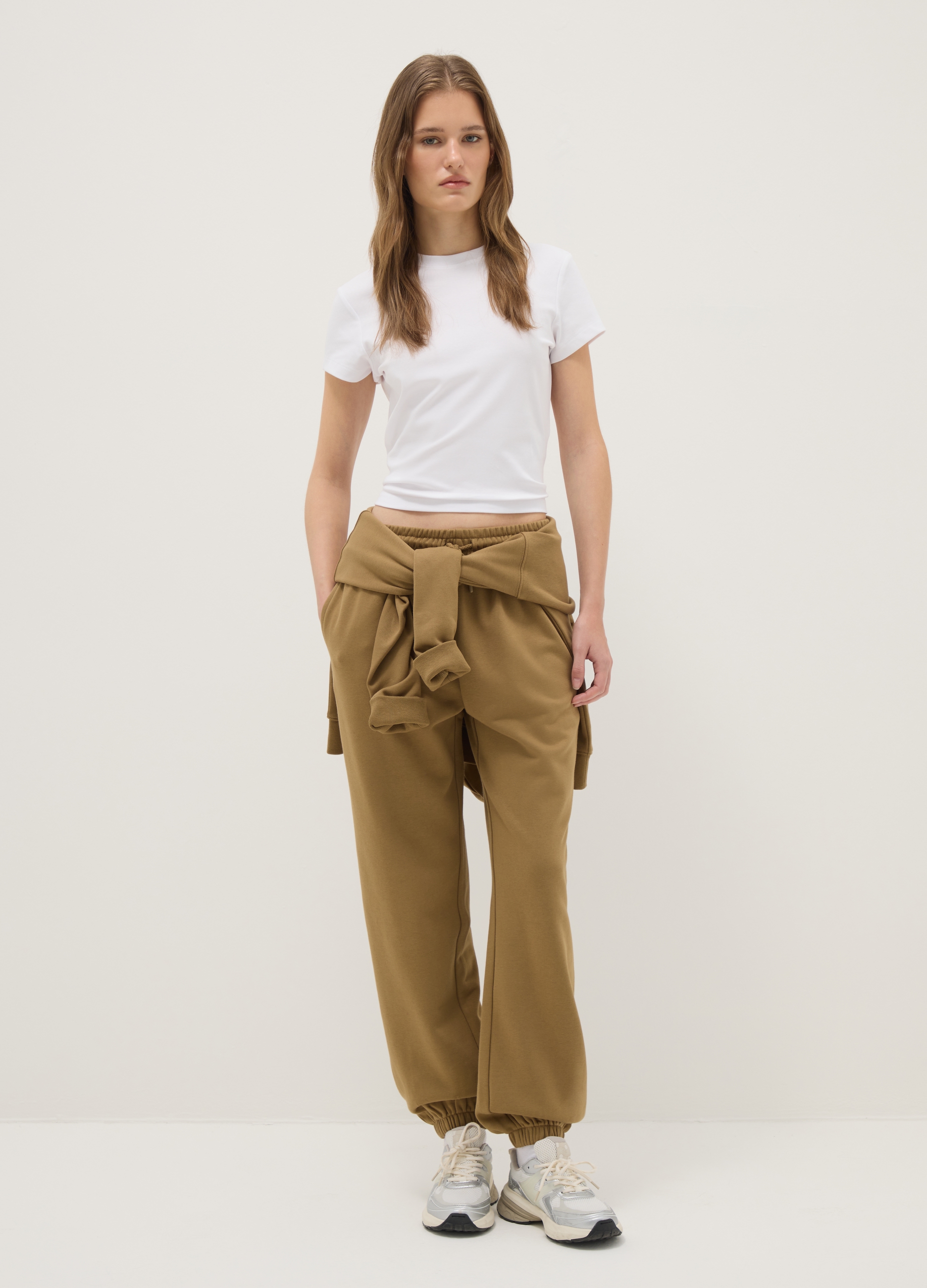 Camiseta Blanca De Algodón Elástico Ajustada, Mujer, Blanco óptico, Talla: 38