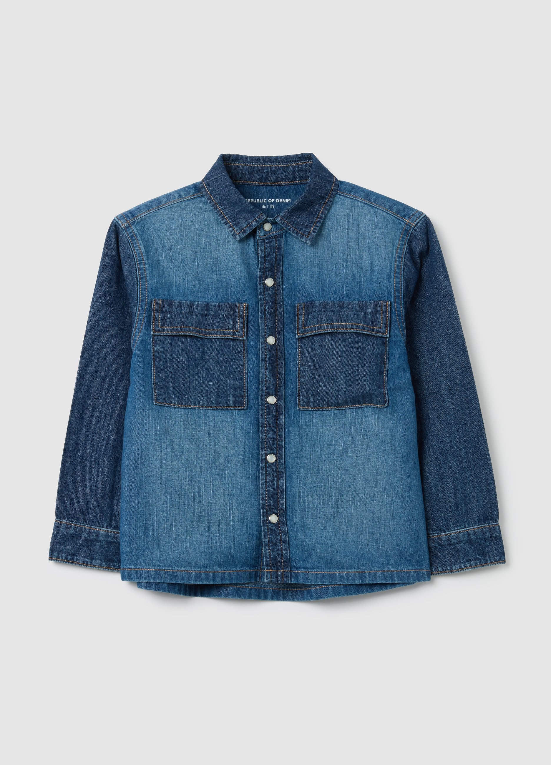 OVS KIDS, Camicia Da Bambino In Puro Cotone Denim, Denim, Taglia: 6-7