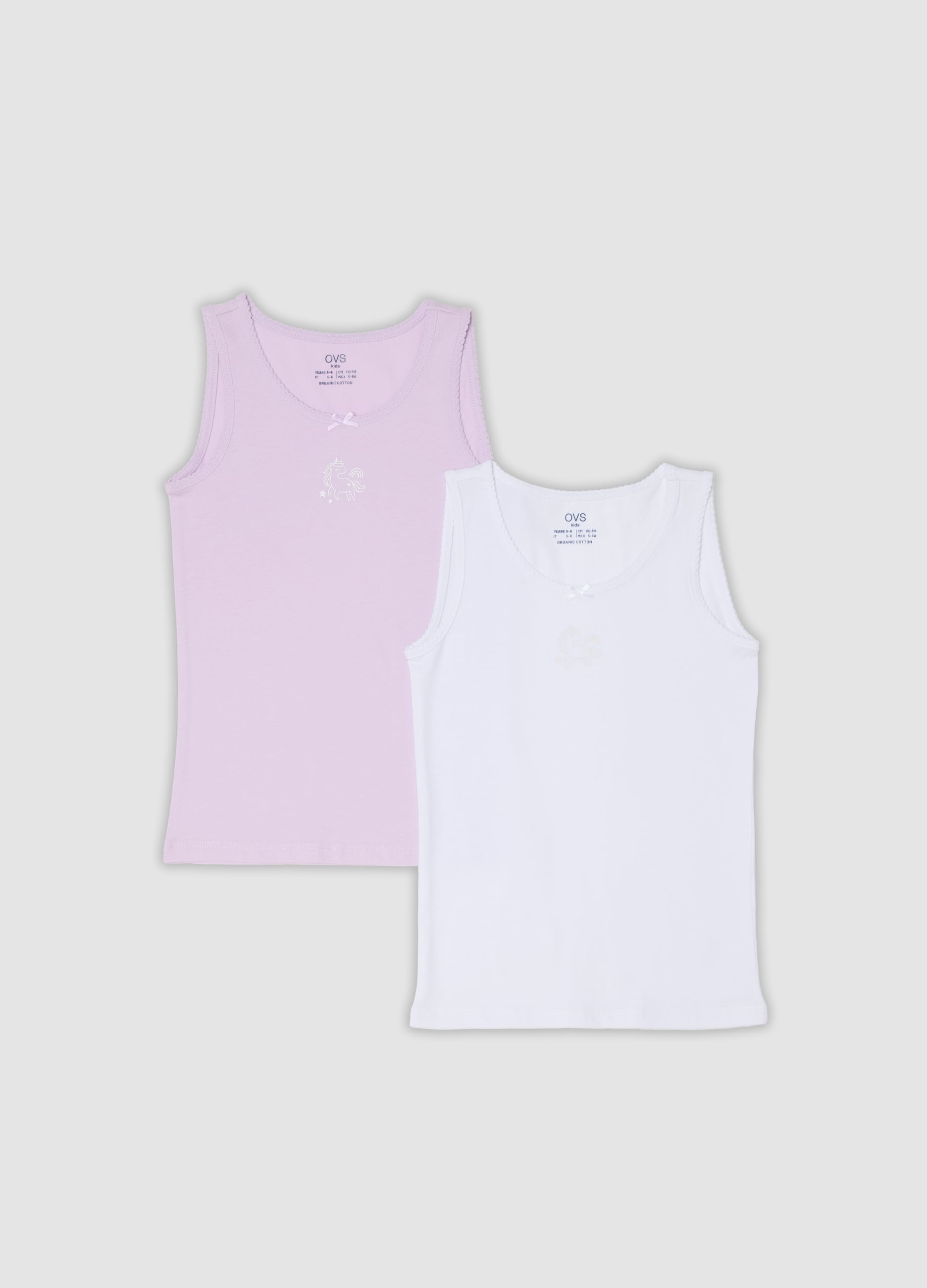 OVS KIDS, Bipack Canotte Multicolor In Puro Cotone Organico A Girocollo Per Ragazza, Bambina, Multicolor, Taglia: 3-4