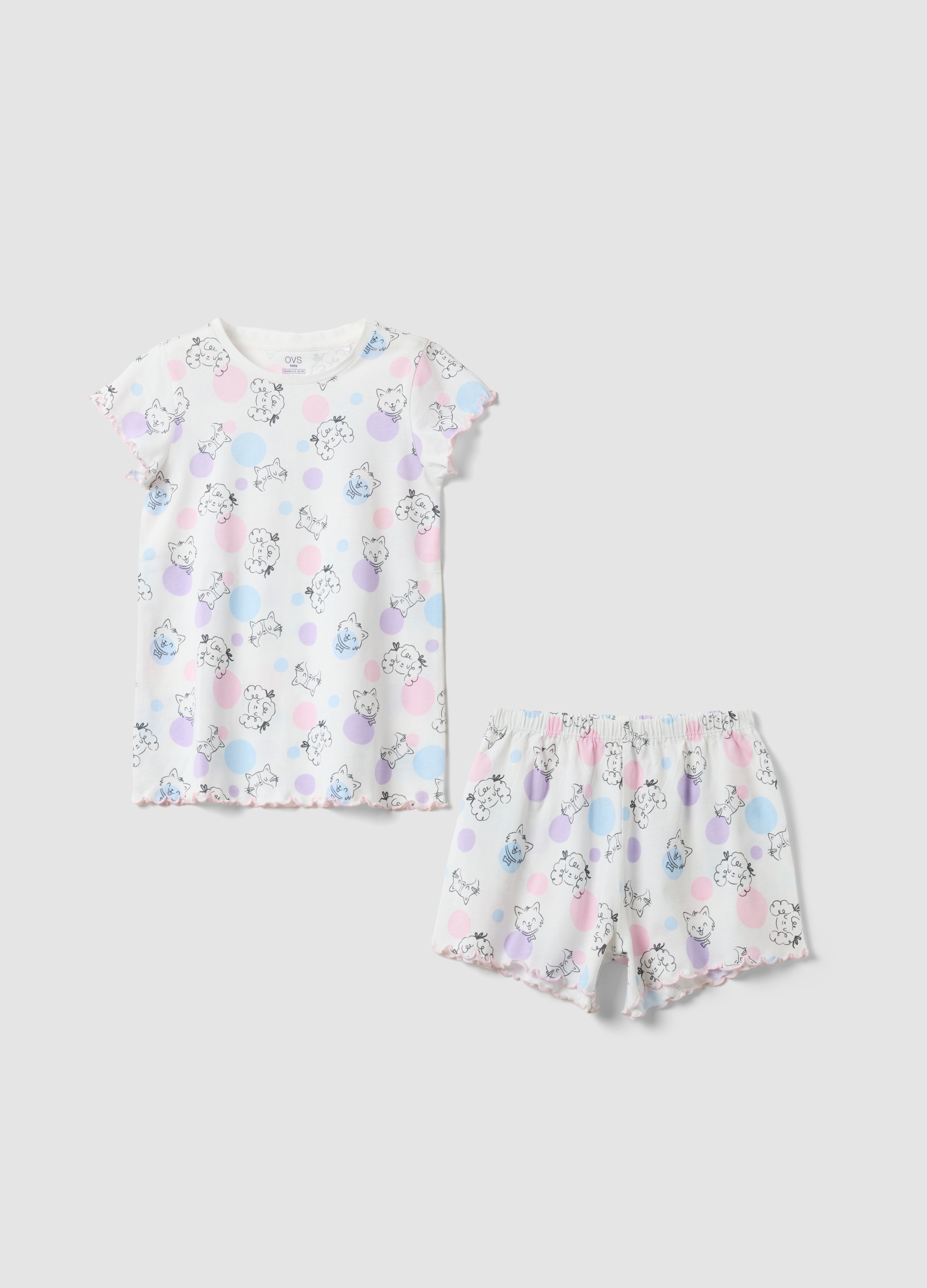 OVS KIDS, Pijama Blanco De Algodón Orgánico Para Niña Con Estampado Integral, Niña, Blanco, Talla: 3-4