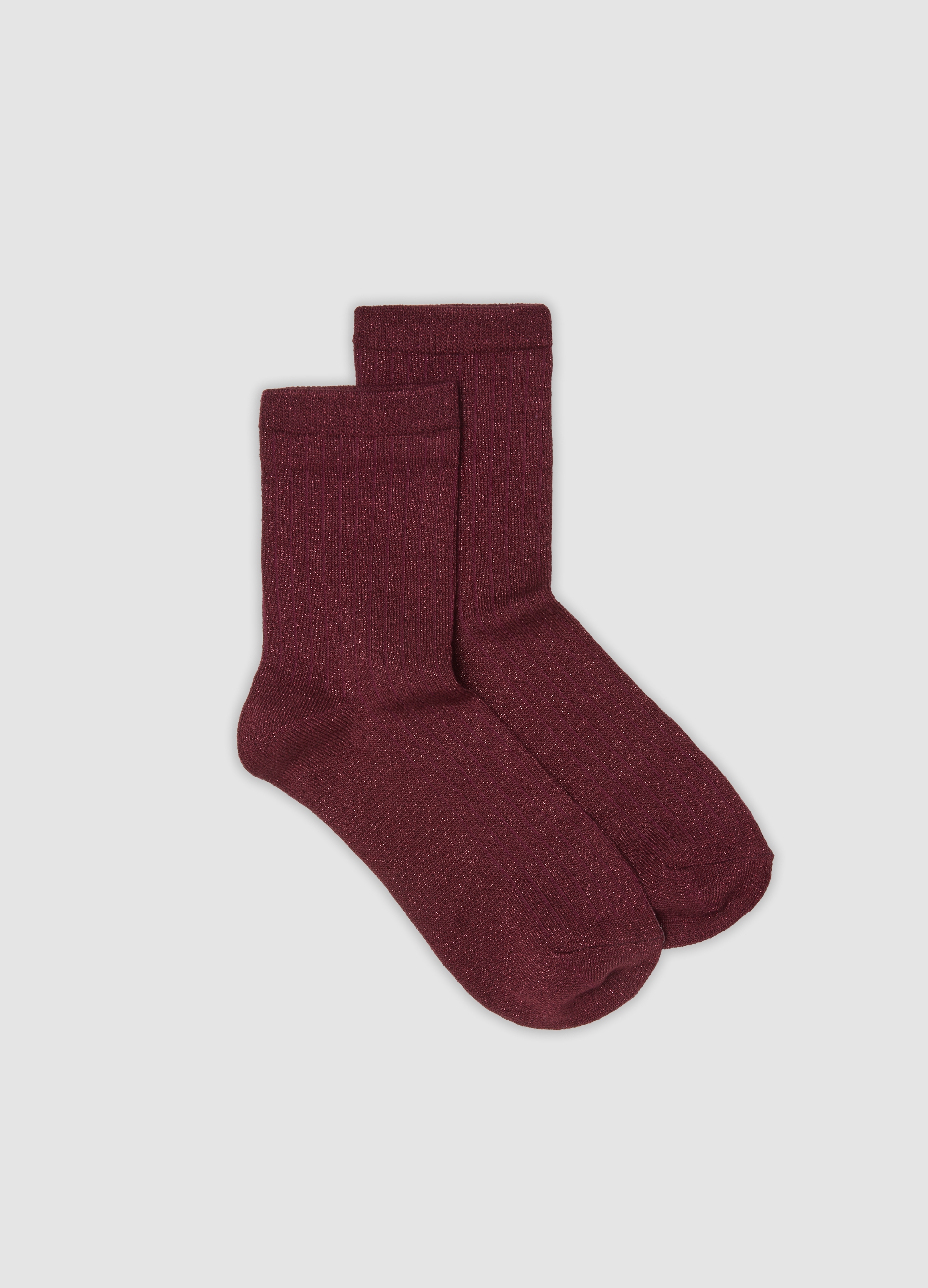 OVS, Calzini Rossi In Tessuto Elasticizzato Con Filati Lurex, Donna, Rosso, Taglia: ONE SIZE