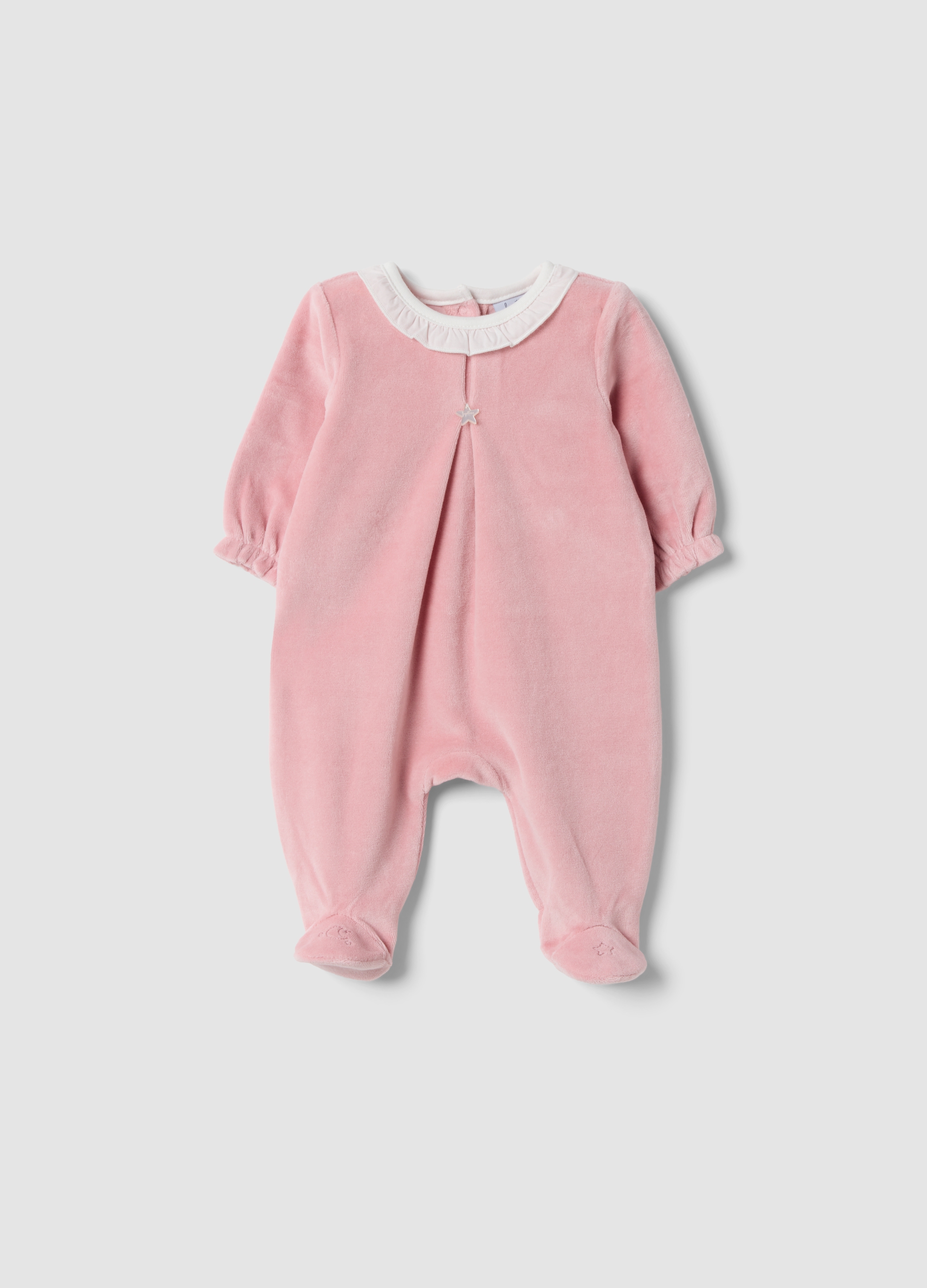 FAGOTTINO, Tutina Rosa In Misto Cotone Organico Con Colletto Volant, Neonata, Rosa, Taglia: 0-1