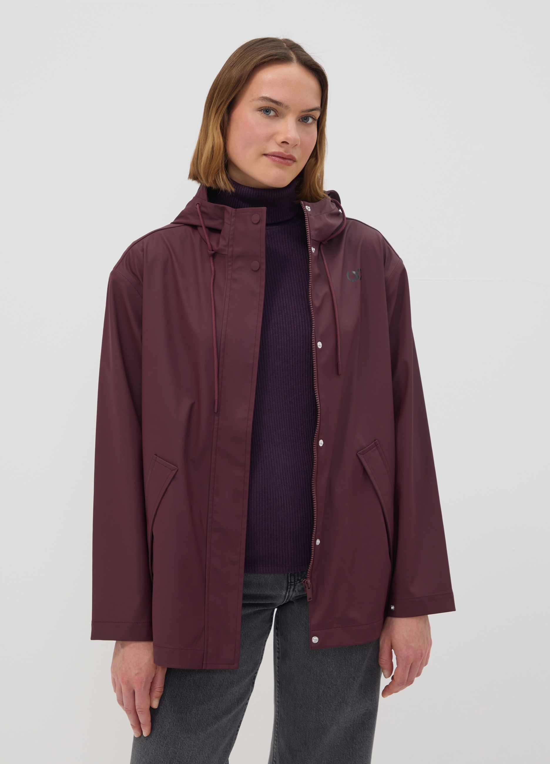 URBAN COMMUTER, Giacca Antipioggia Rossa Con Zip E Cappuccio, Donna, Rosso, Taglia: XL