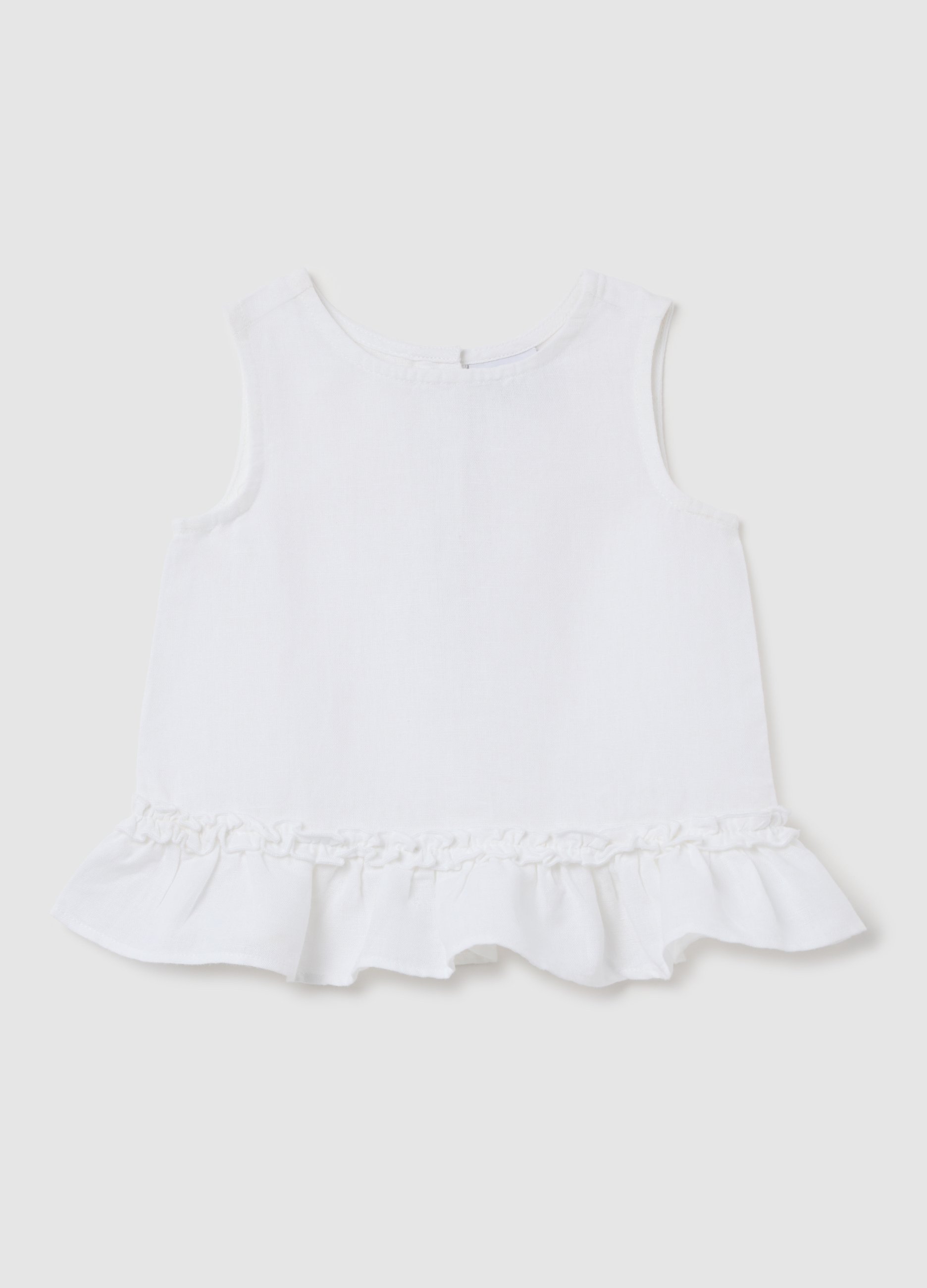 FAGOTTINO, Top Da Neonata In Cotone E Lino Bianco Regular Fit Con Volant, Bambina, Bianco, Taglia: 18-24