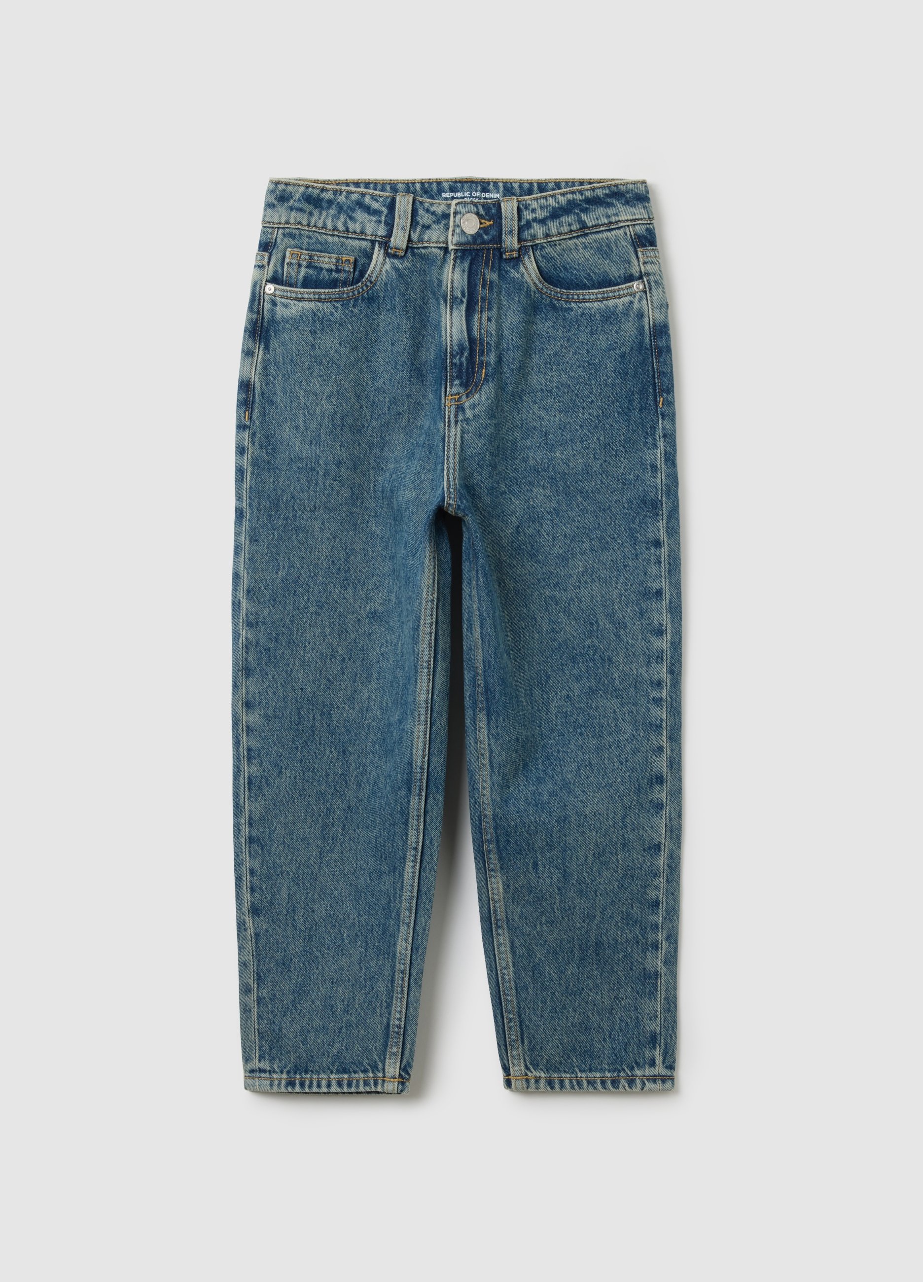 Jeans Baggy Da Ragazzo In Puro Cotone Denim, Niño, Azul vaquero, Talla: 14-15