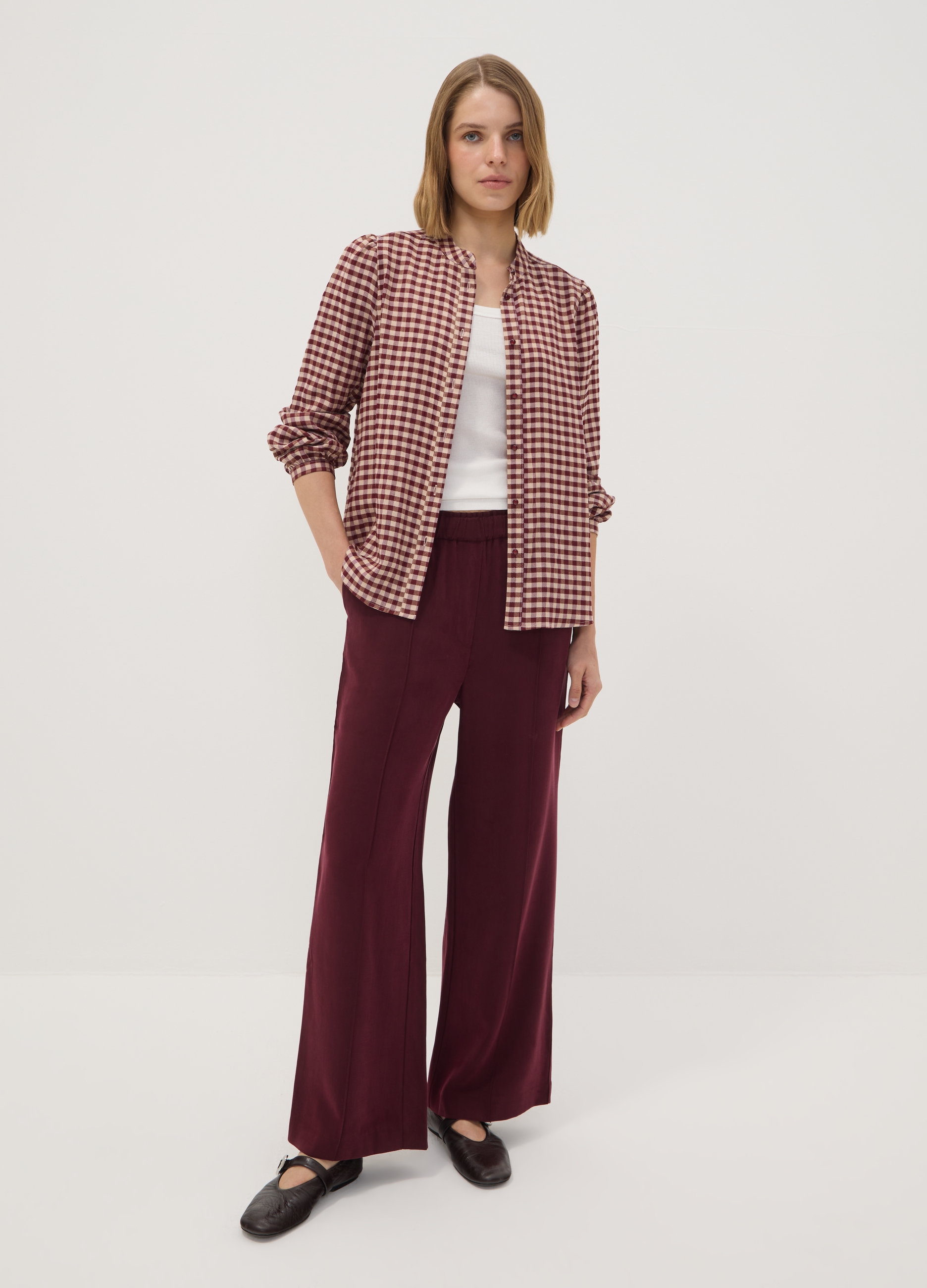 OVS, Pantaloni Jogger Rossi In Misto Viscosa Wide Leg, Donna, Rosso, Taglia: 42