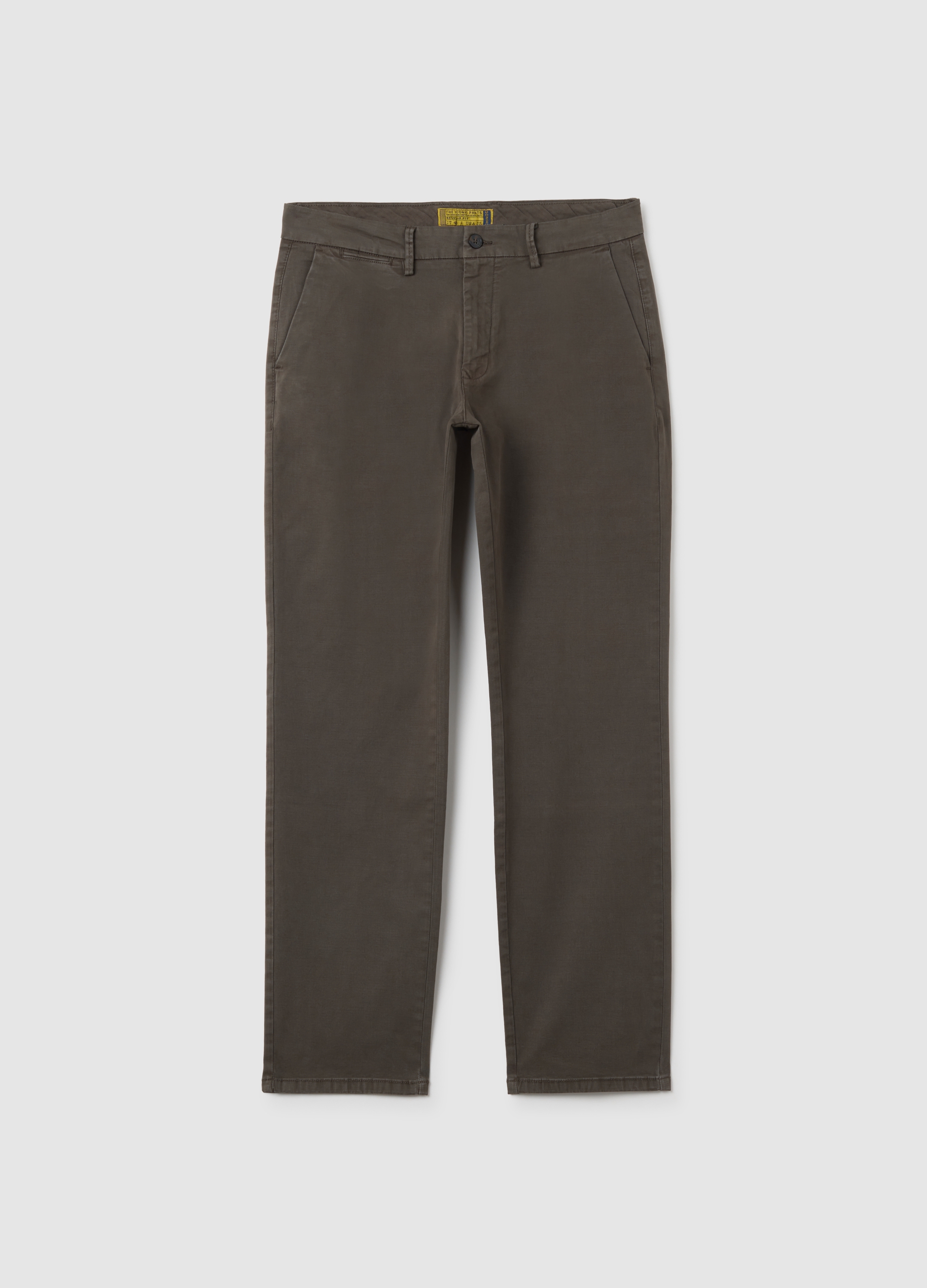 OVS, Pantalones Marrones Regular Fit De Algodón Elástico, Hombre, Marrón coñac, Talla: 58