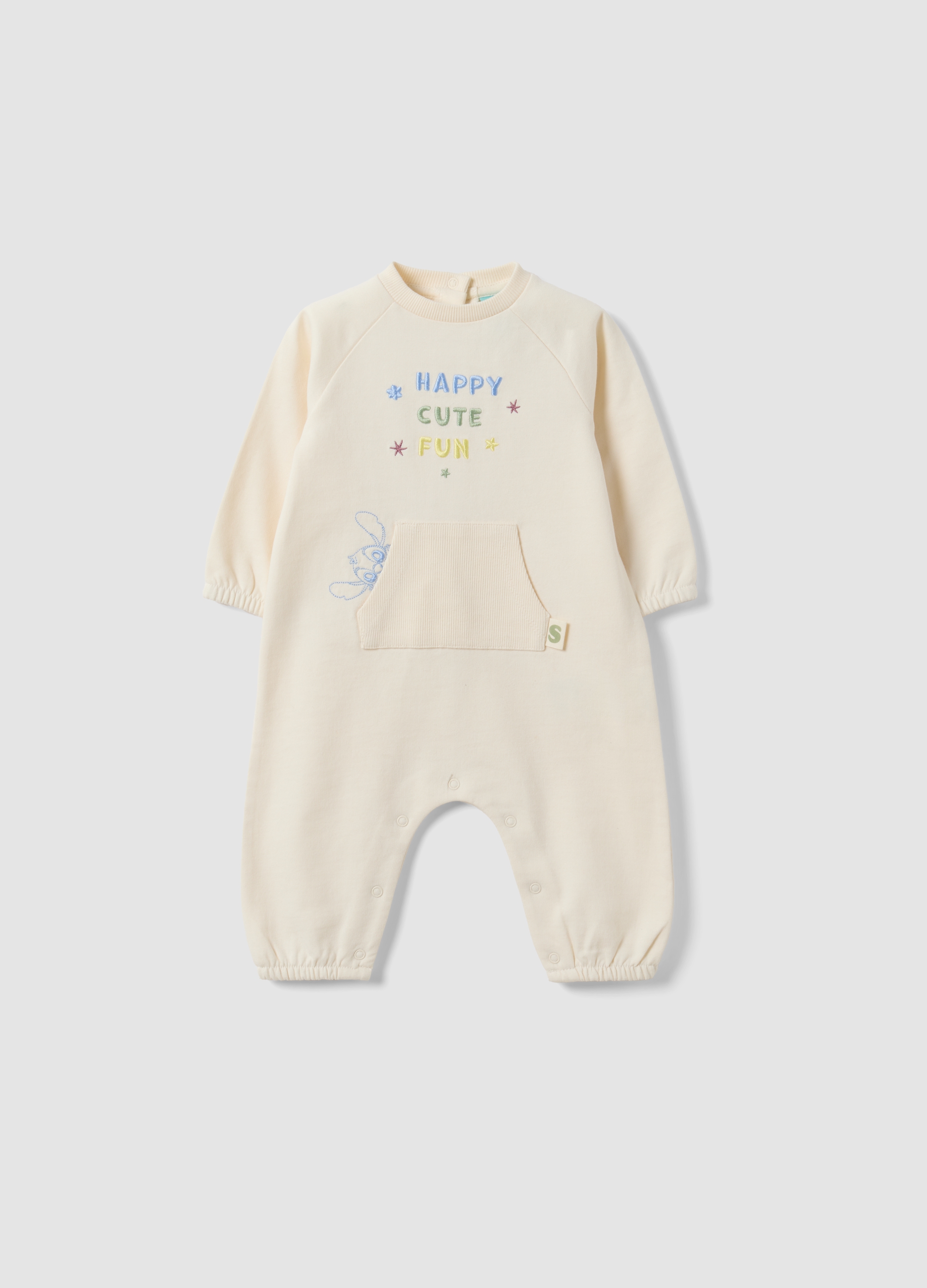 FAGOTTINO, Tutina Bianca In Puro Cotone Organico Con Stampa Stitch Per Neonati, Unisex, Bianco, Taglia: 6-9