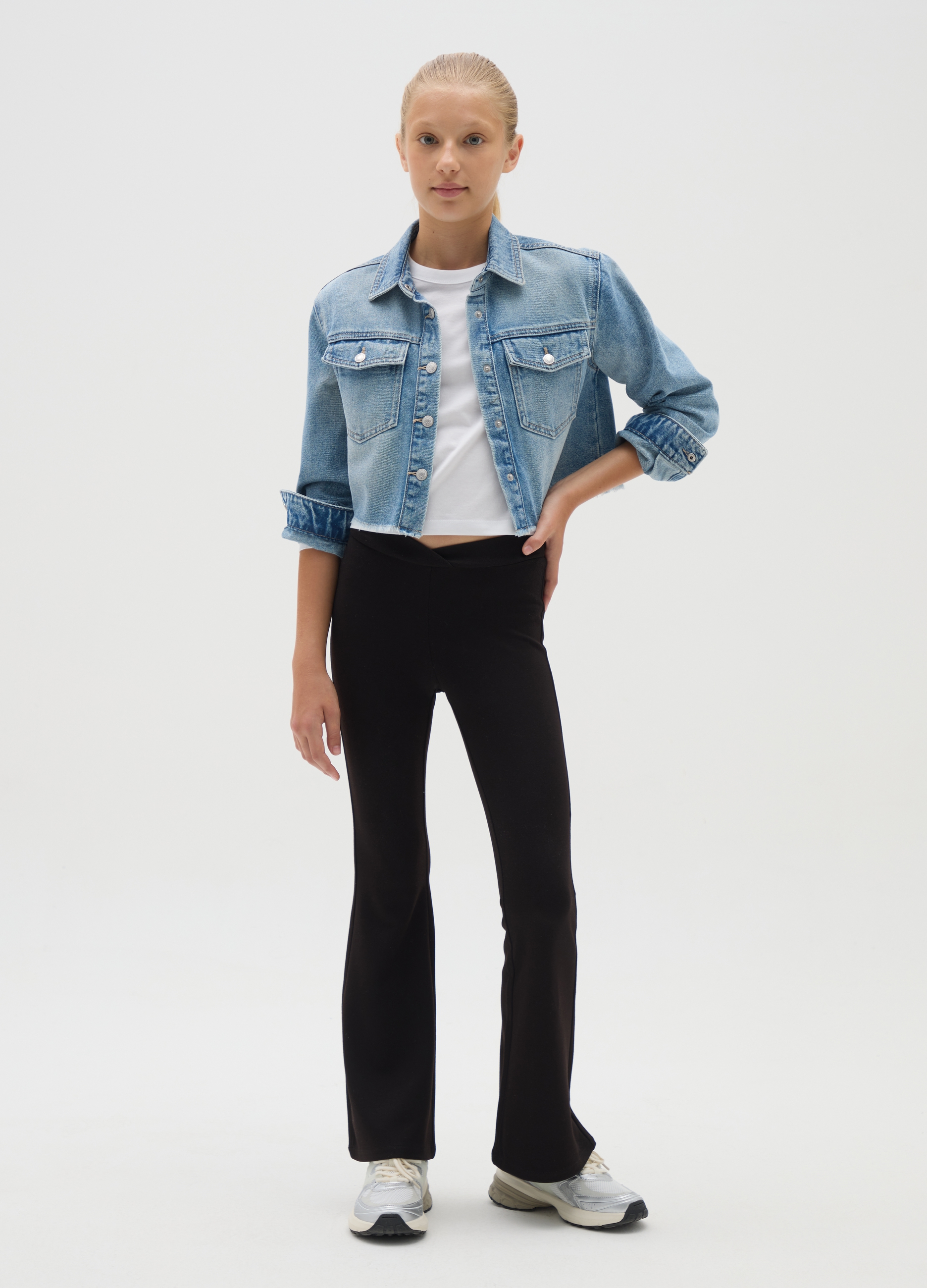 OVS, Mädchen-schwarzmix-flare-fit-hosen, Mädchen, Gunmetal, Größe: 10-11