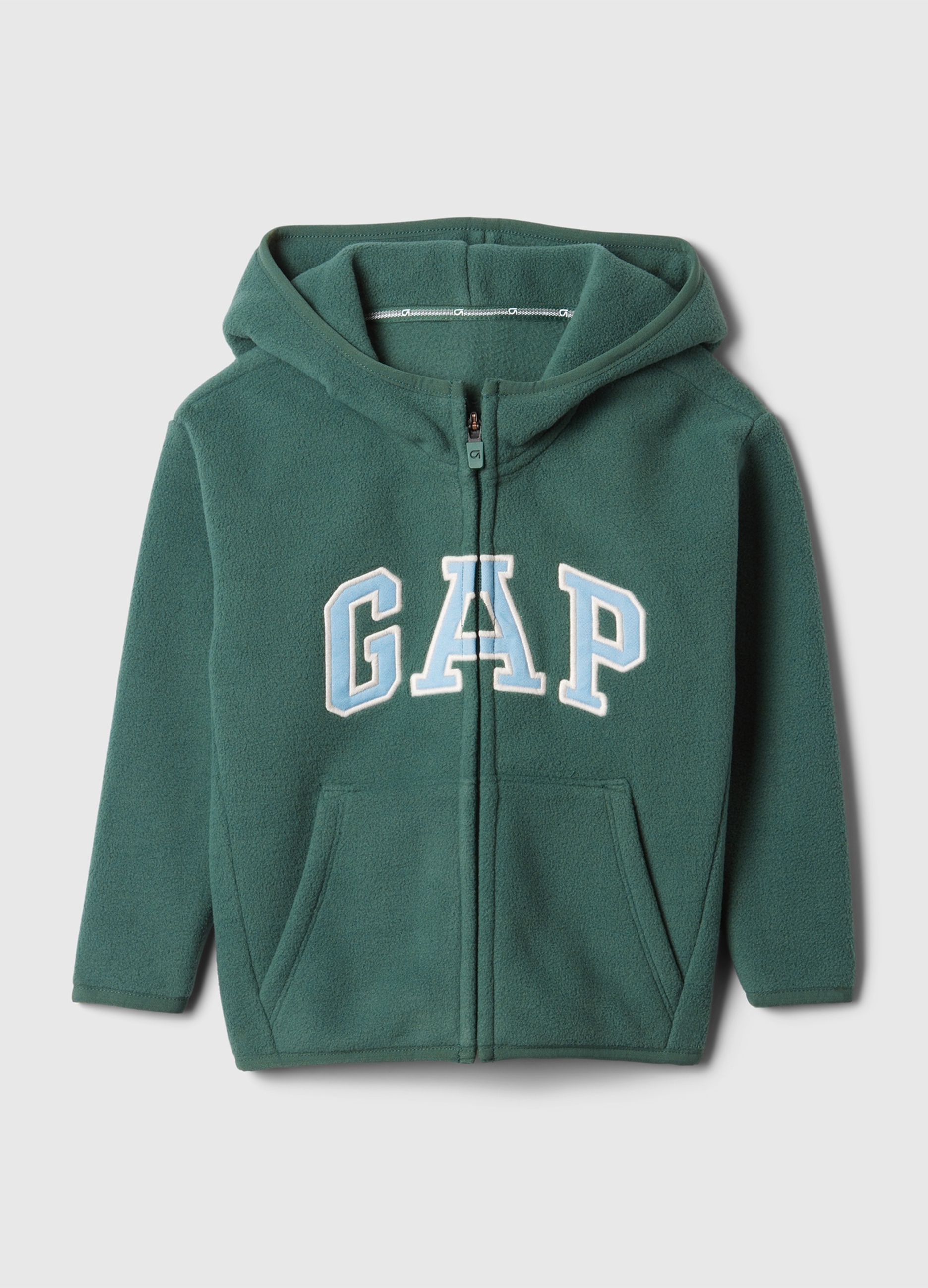 GAP KIDS, Full-zip In Pile Con Cappuccio E Ricamo Logo, Unisex, Verde, Taglia: 18-24M/79-84