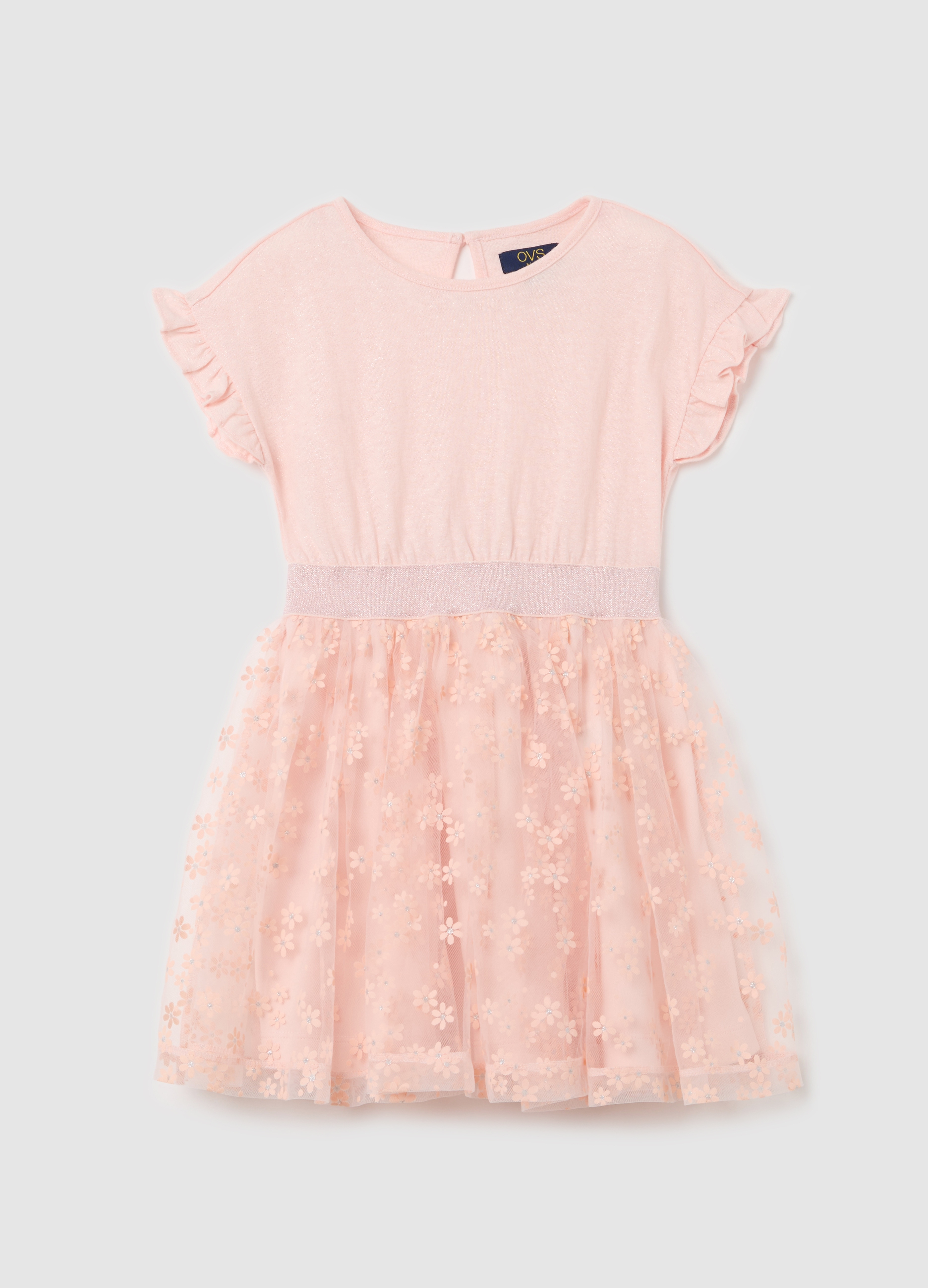 OVS, Abito Rosa Con Gonna Floreale In Tulle, Bambina, Rosa, Taglia: 3-4