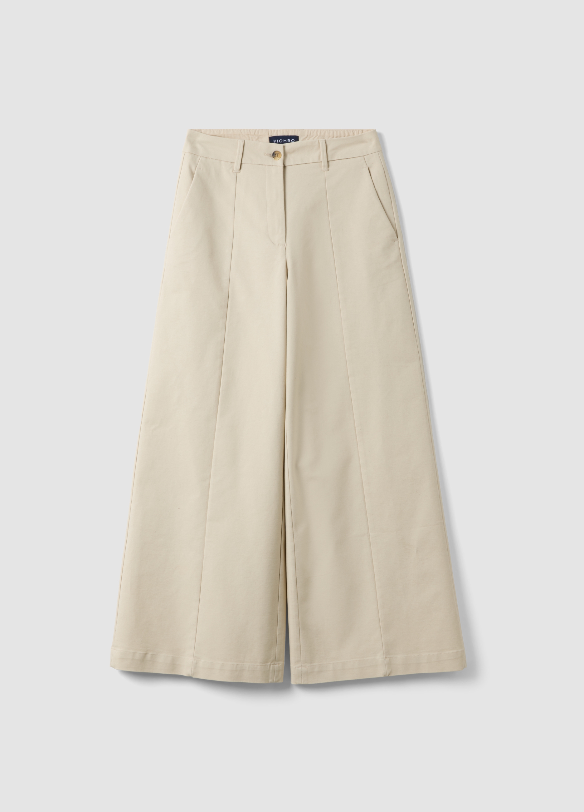 Piombo Contemporary, Pantaloni Beige Flare In Cotone Elasticizzato, Donna, Beige, Taglia: 42