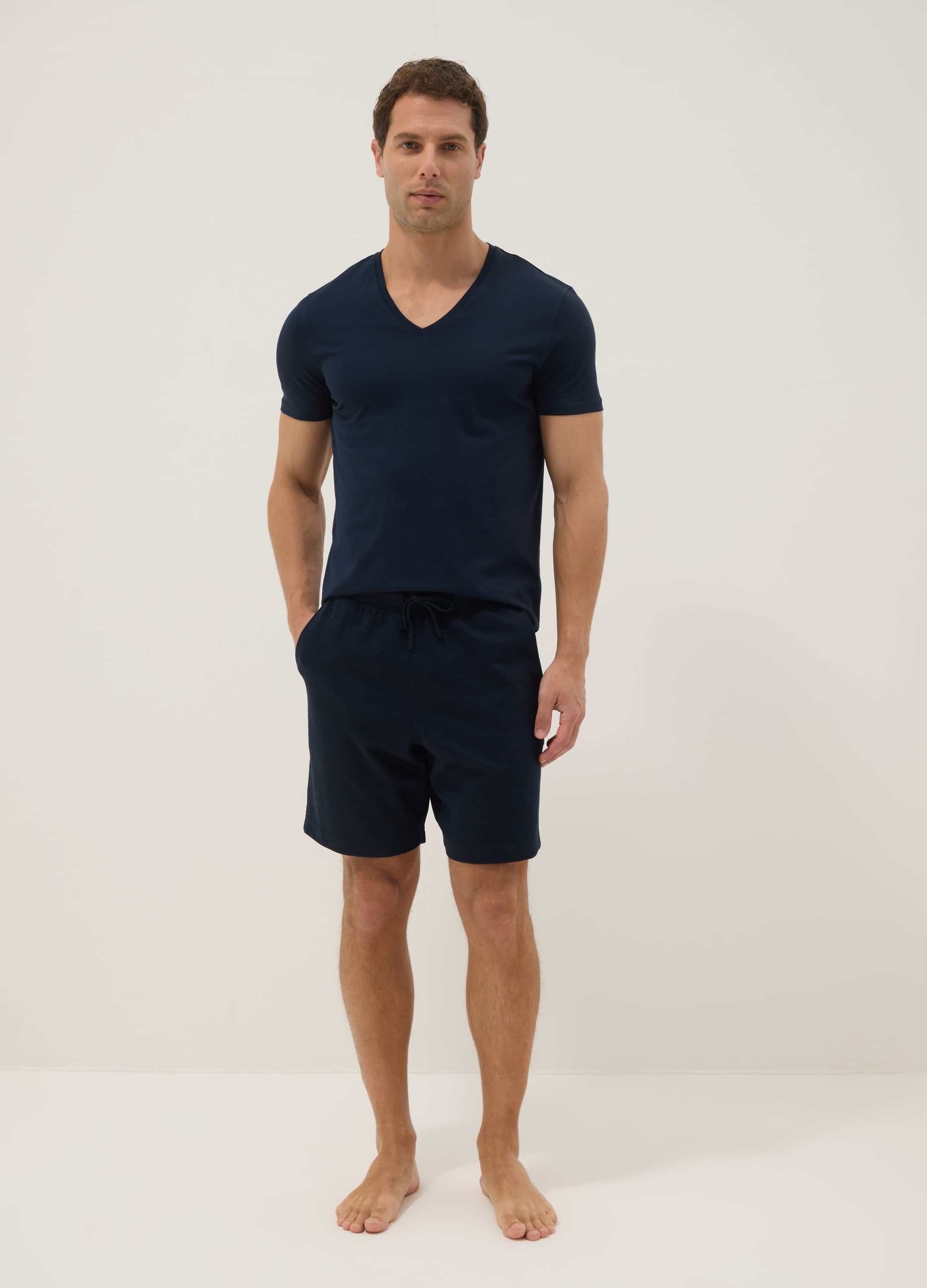 Ovs Uomo Blu Pantaloncini Pigiama In Misto Cotone Regular Fit, Taglia: Xxl