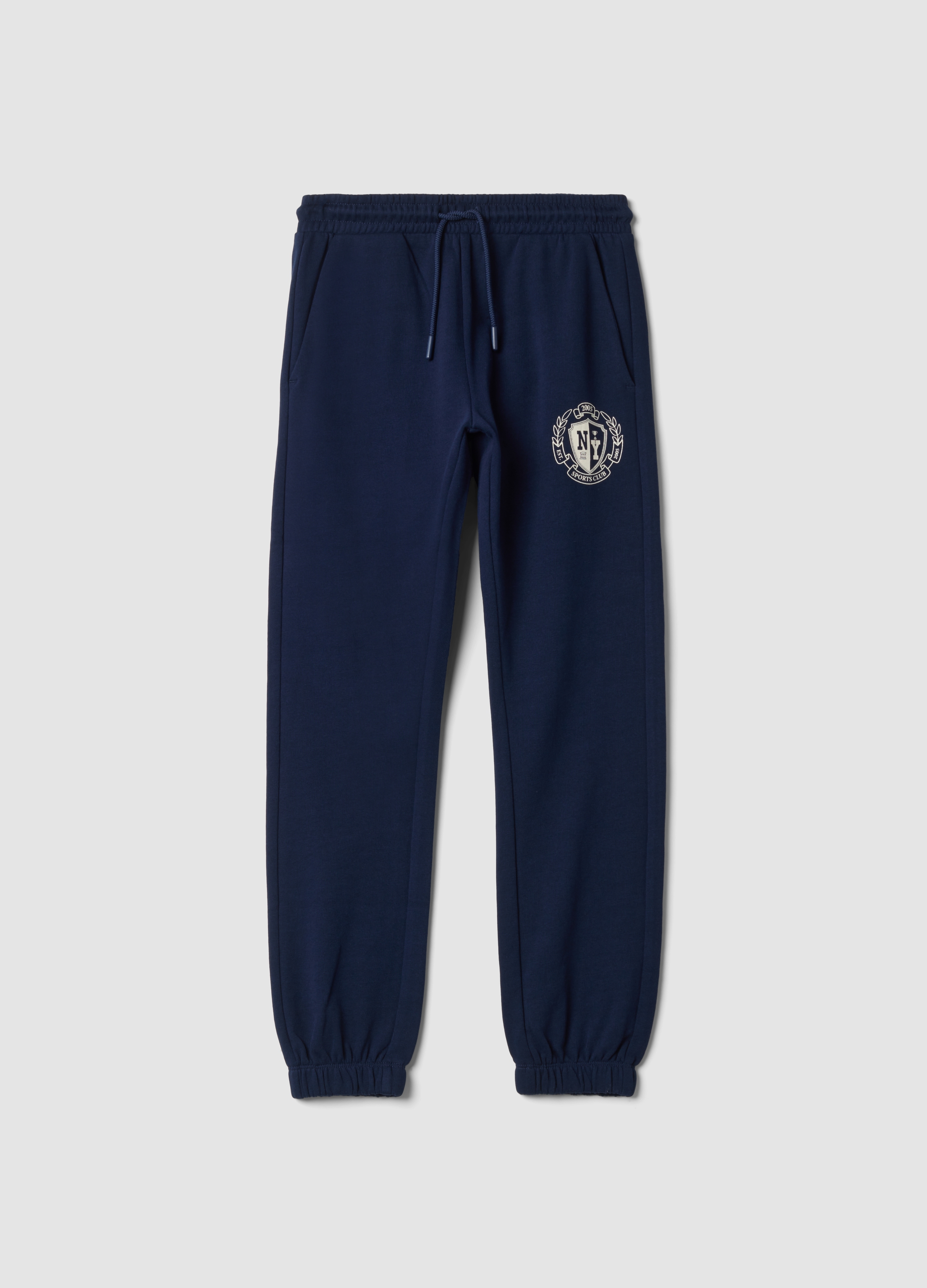 OVS KIDS, Pantaloni Jogger Blu In Puro Cotone Con Stampa, Bambino, Blu, Taglia: 10-11
