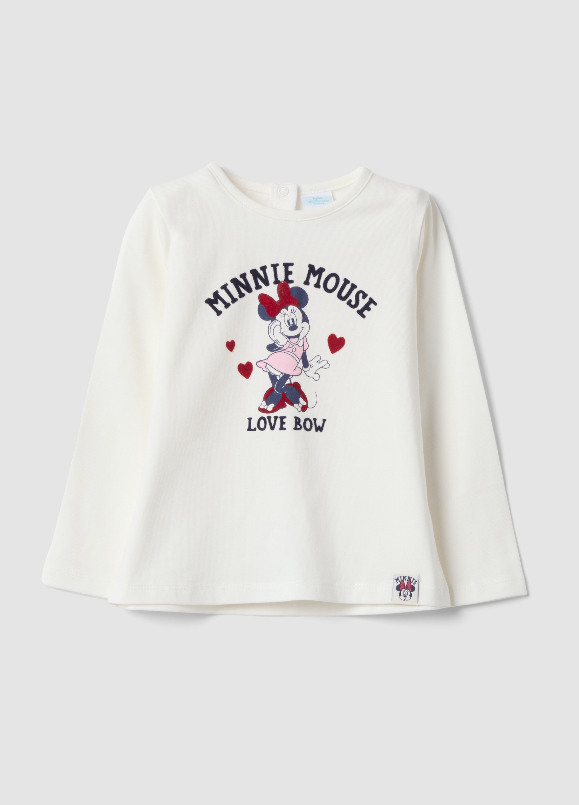 FAGOTTINO, Maglia Bianca In Cotone Organico Elasticizzato Con Stampa Minnie, Bambina, Bianco, Taglia: 9-12