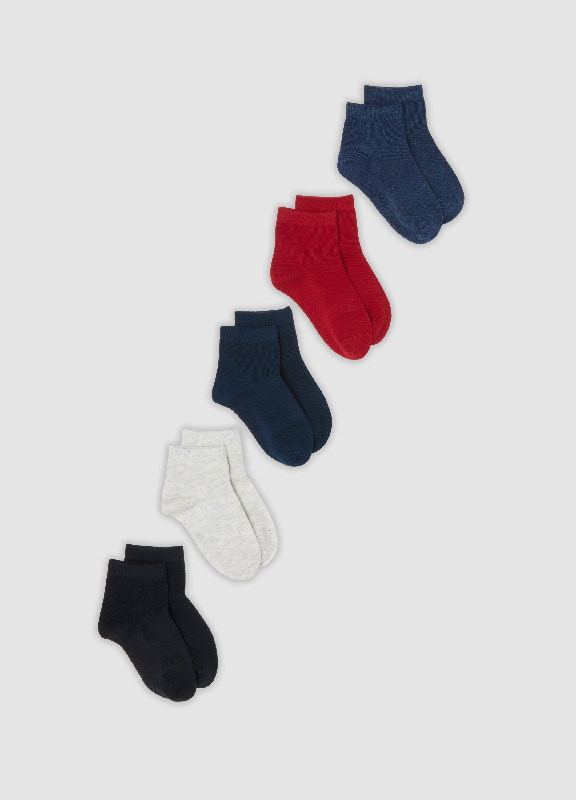 OVS KIDS, Multipack Di Cinque Calze Corte Multicolor In Cotone Organico Elasticizzato, Bambino, Multicolor, Taglia: 25/27