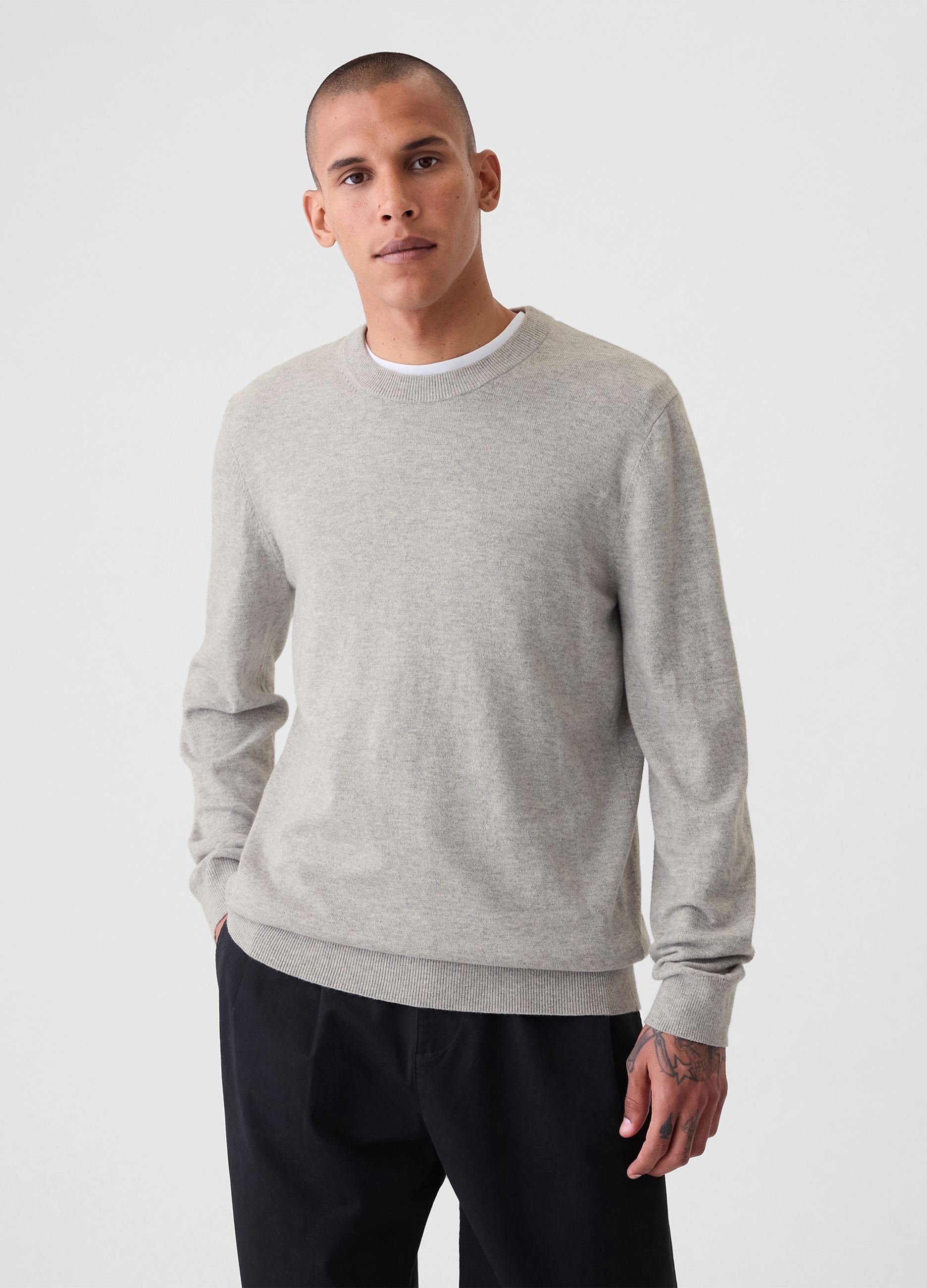 GAP, Maglione Cashsoft Girocollo In Misto Cotone, Uomo, Grigio, Taglia: L