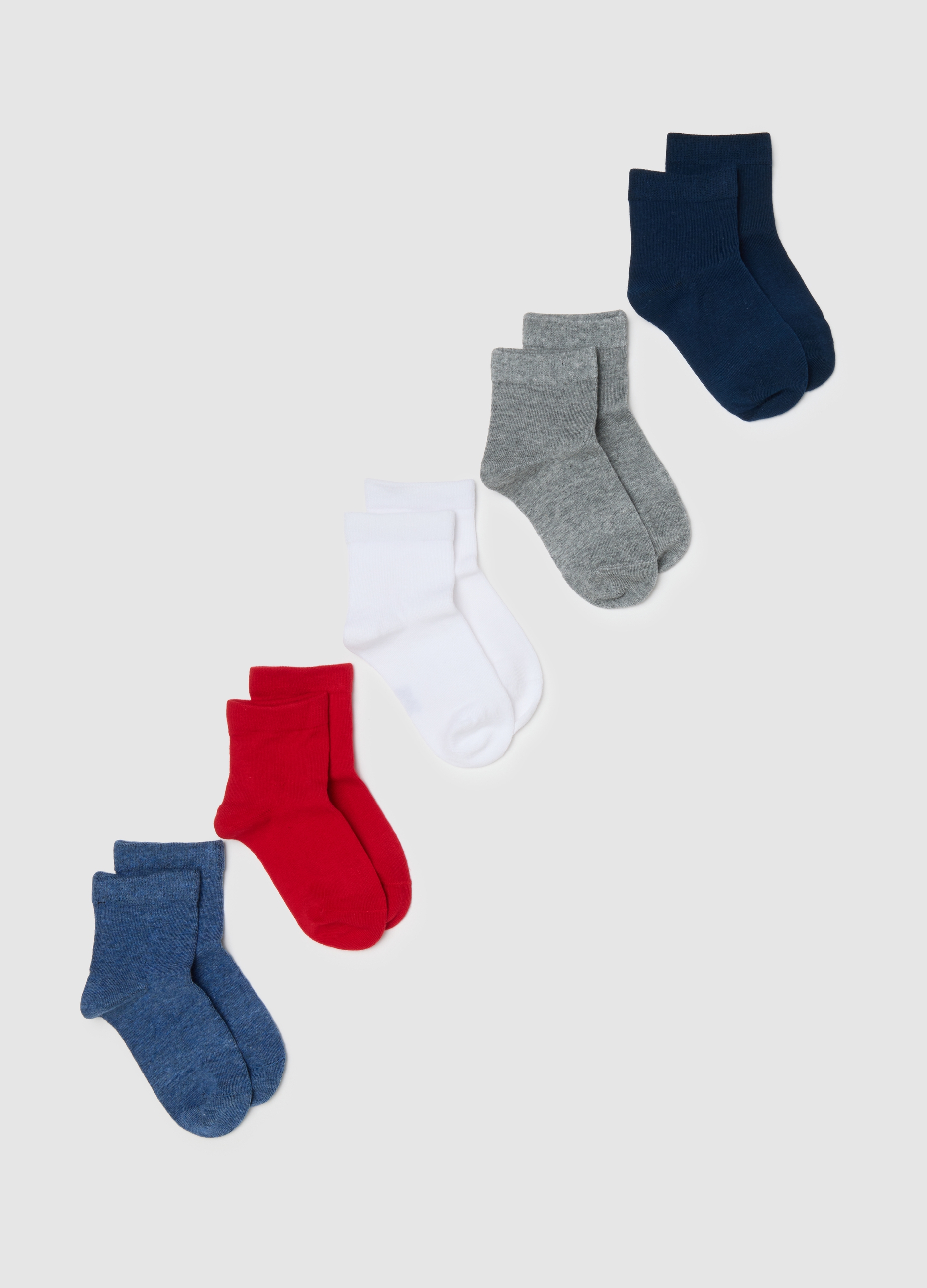 OVS KIDS, Multipack De Calcetines Cortos En Mezcla De Algodón Multicolor Para Niños - Ajuste Regular, Niño, Blanco/azul/rojo, Talla: 28/30