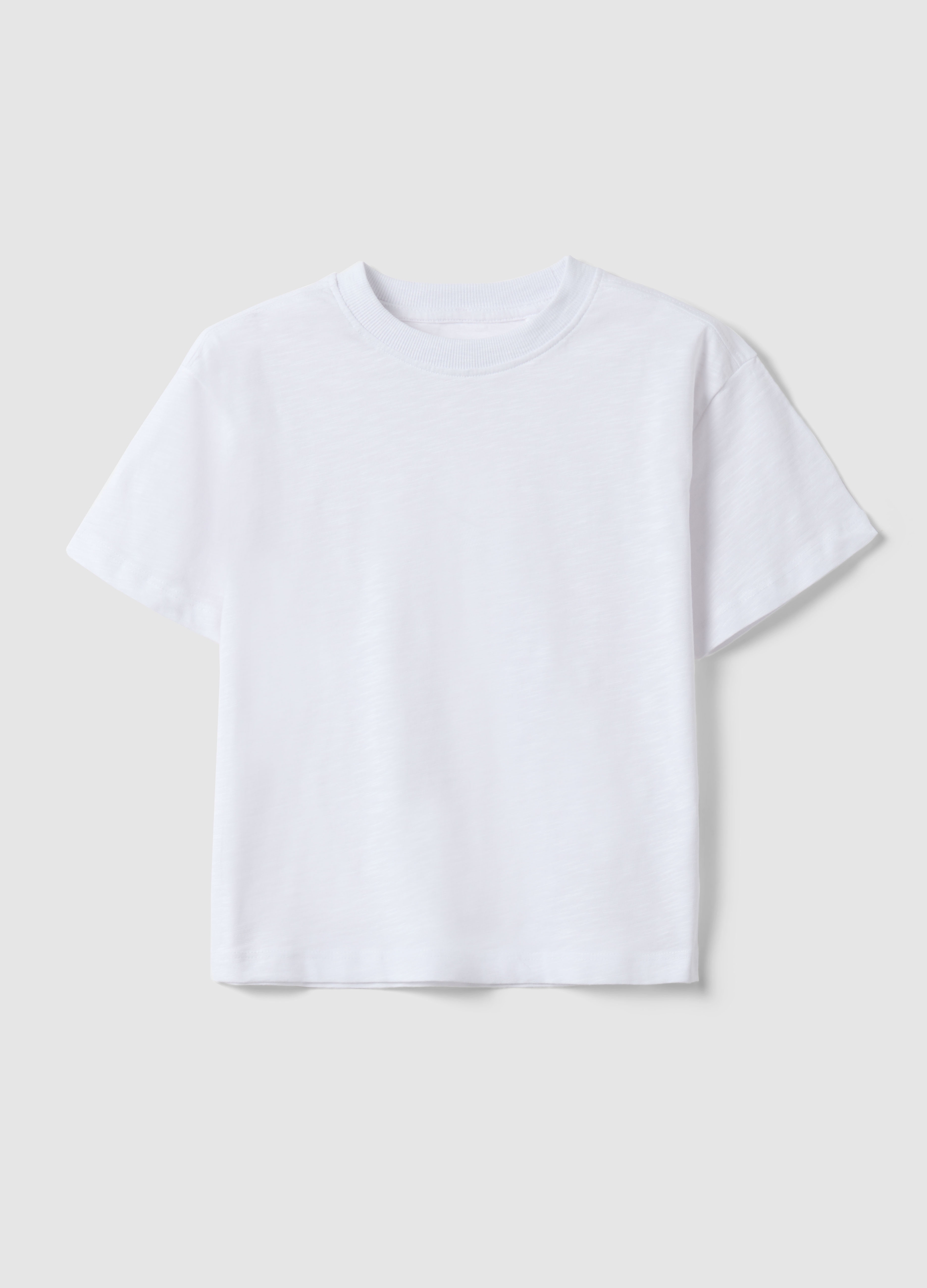 OVS KIDS, Camiseta Infantil Blanca De Corte Amplio En Puro Algodón Con Cuello Redondo, Niño, Blanco óptico, Talla: 6-7