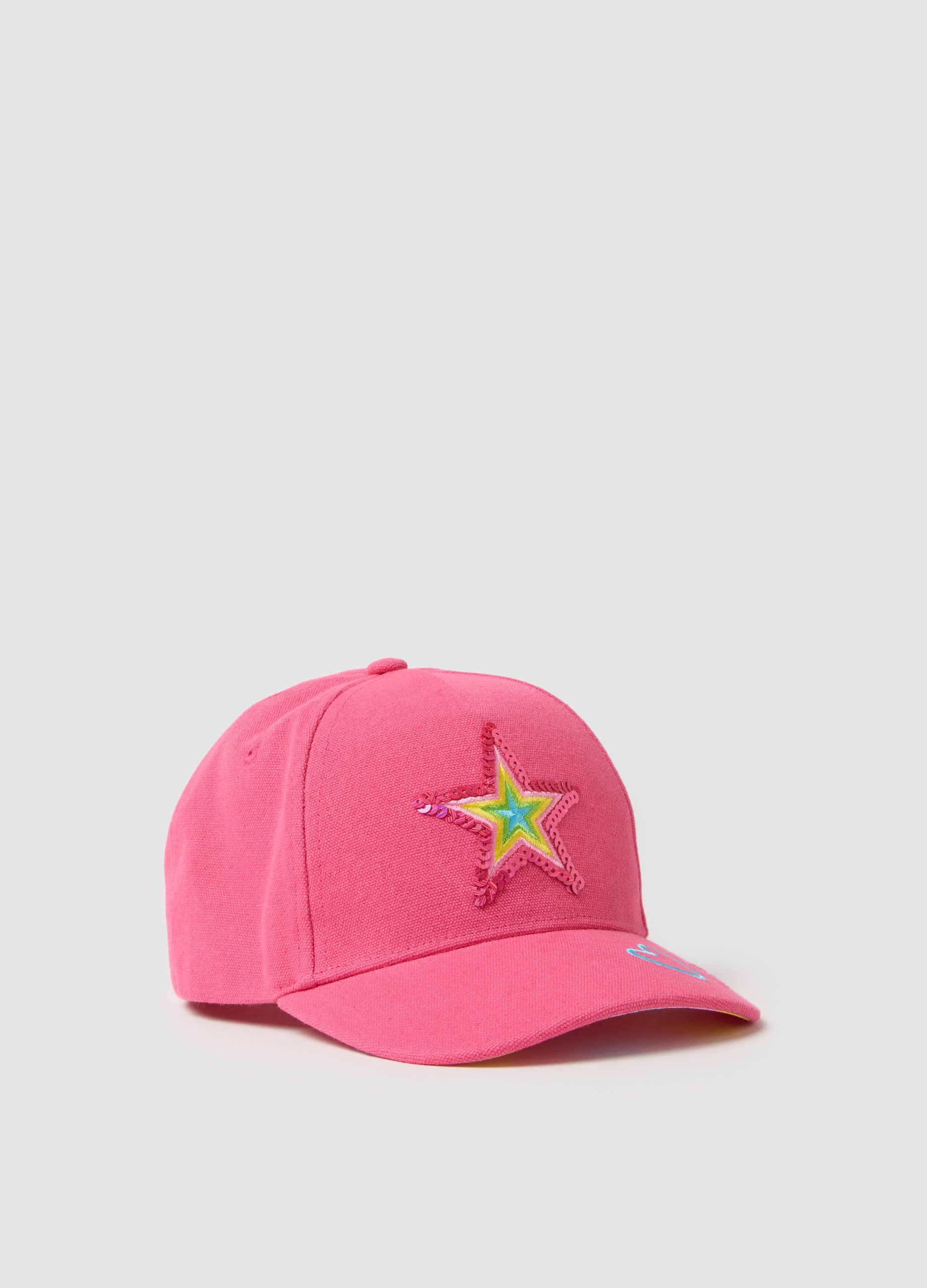 LOVE THERAPY, Sombrero Rosa De Algodón Puro Para Niña Con Estrella Bordada, Niña, Rosa Oscuro, Talla: 52