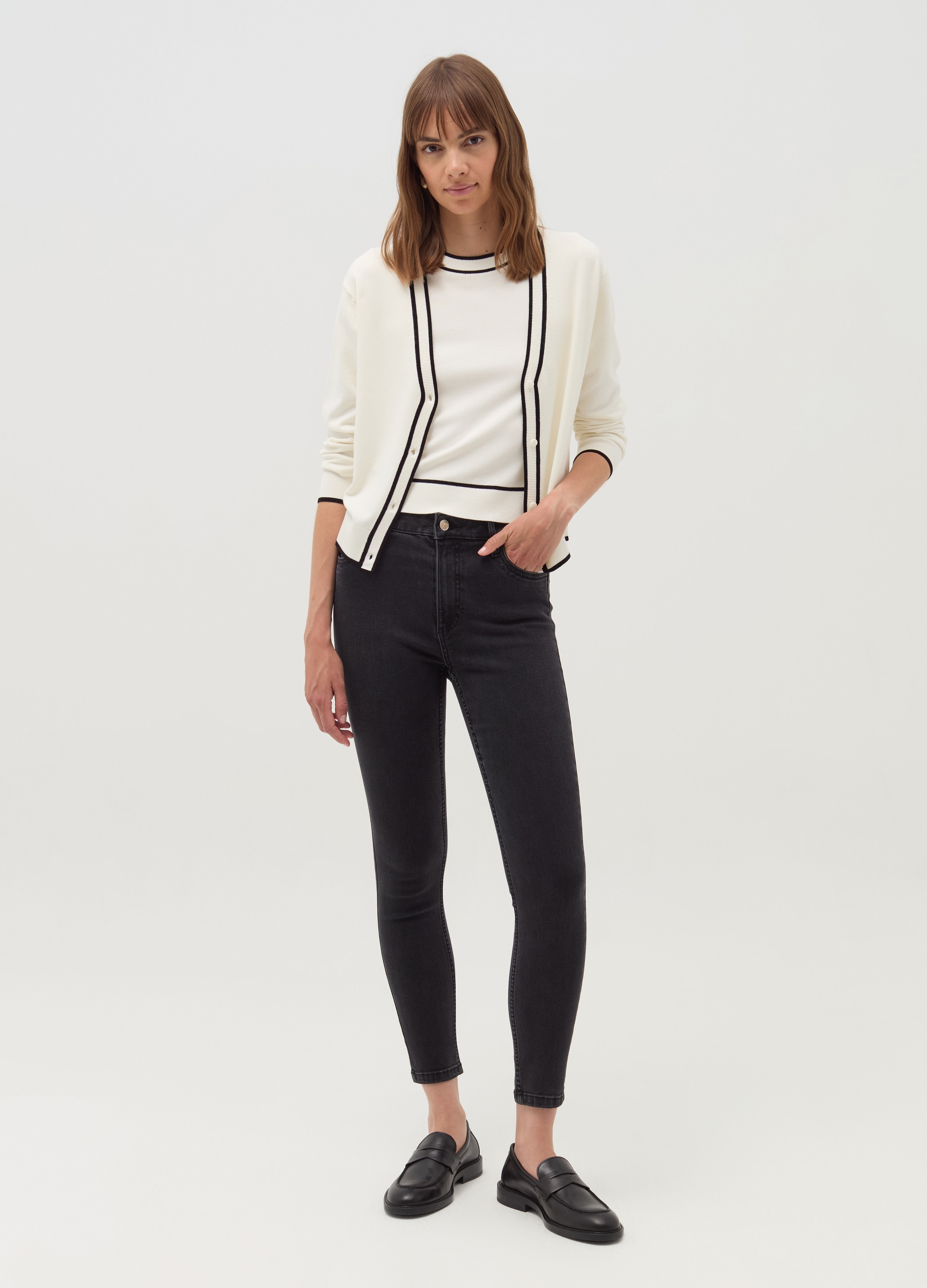 OVS, Jeans Skinny Fit Cropped, Donna, Nero, Taglia: 38