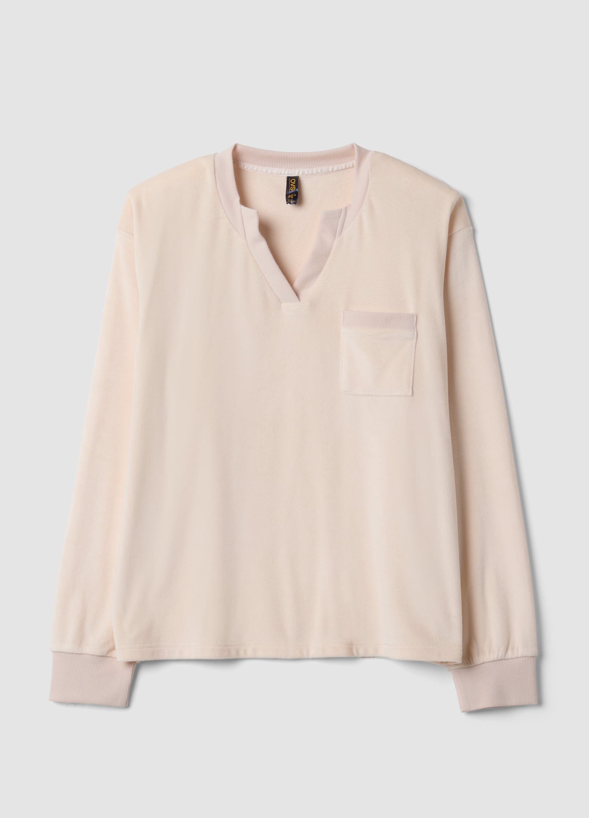 OVS, Maglia Rosa In Tessuto Elasticizzato Con Scollo A V, Donna, Beige, Taglia: L