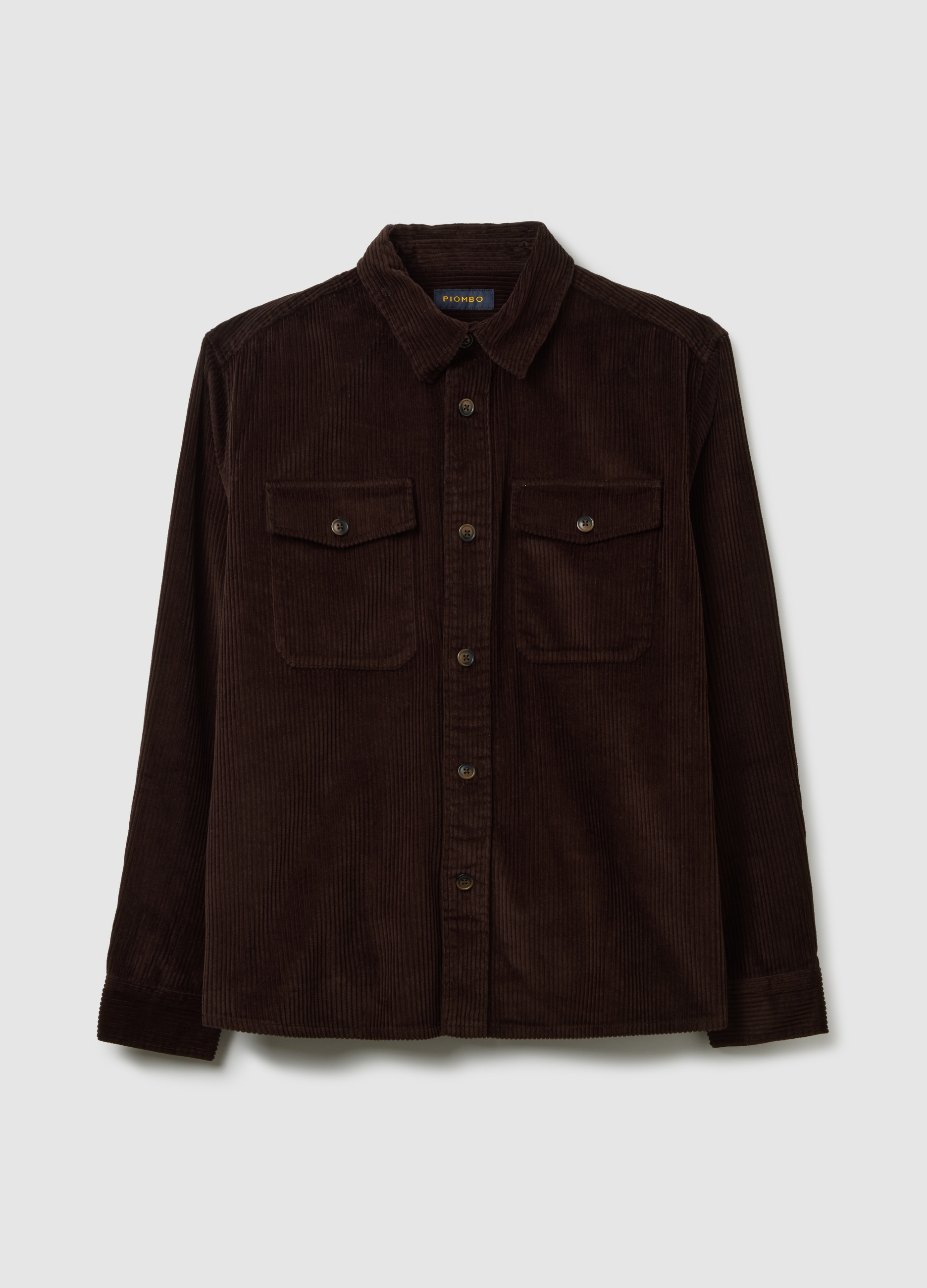 Camicia In Puro Cotone E Velluto A Coste Marrone Con Vestibilità Over, Hombre, Marrón oscuro, Talla: M