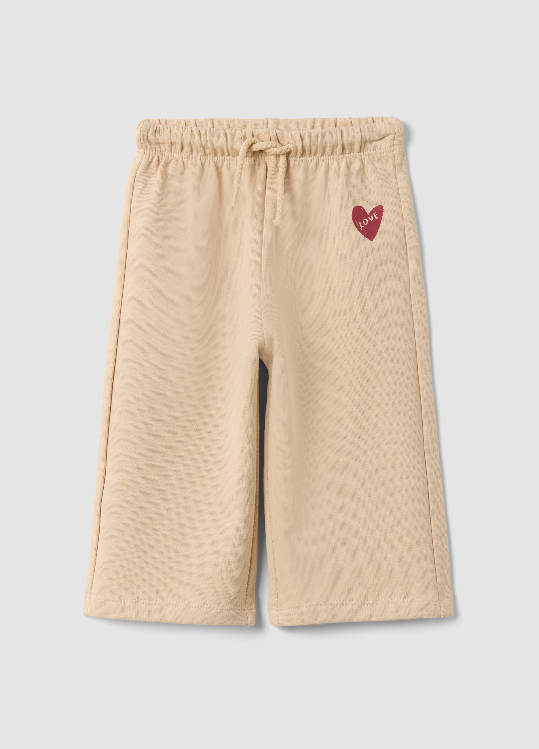 FAGOTTINO, Pantaloni Beige In Puro Cotone Con Vita Elastica E Stampa Per Bimba, Bambina, Beige, Taglia: 9-12