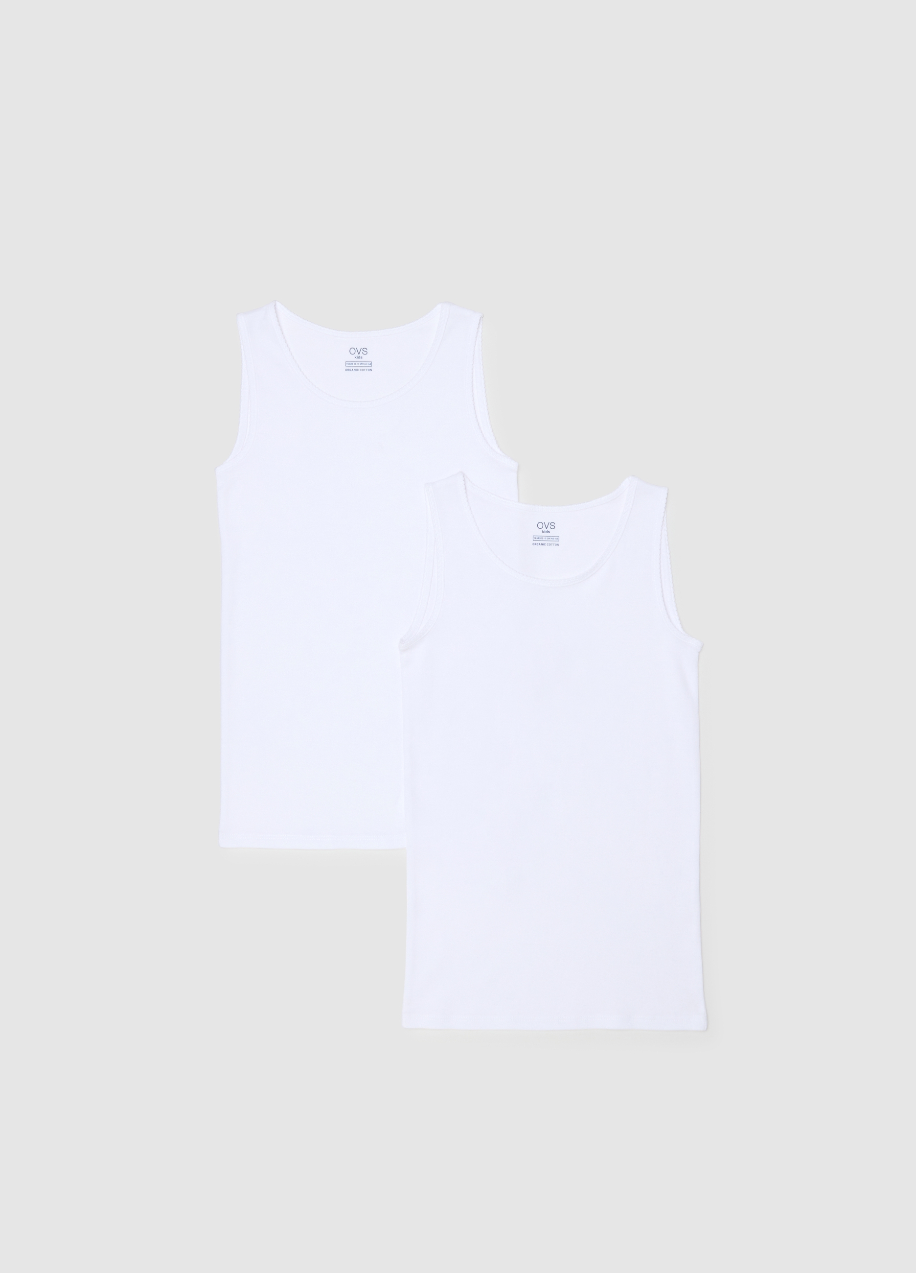 OVS KIDS, Bipack T-shirt Bianche Smanicate Da Ragazza In Puro Cotone Regular Fit, Unisex, Bianco, Taglia: 14-15