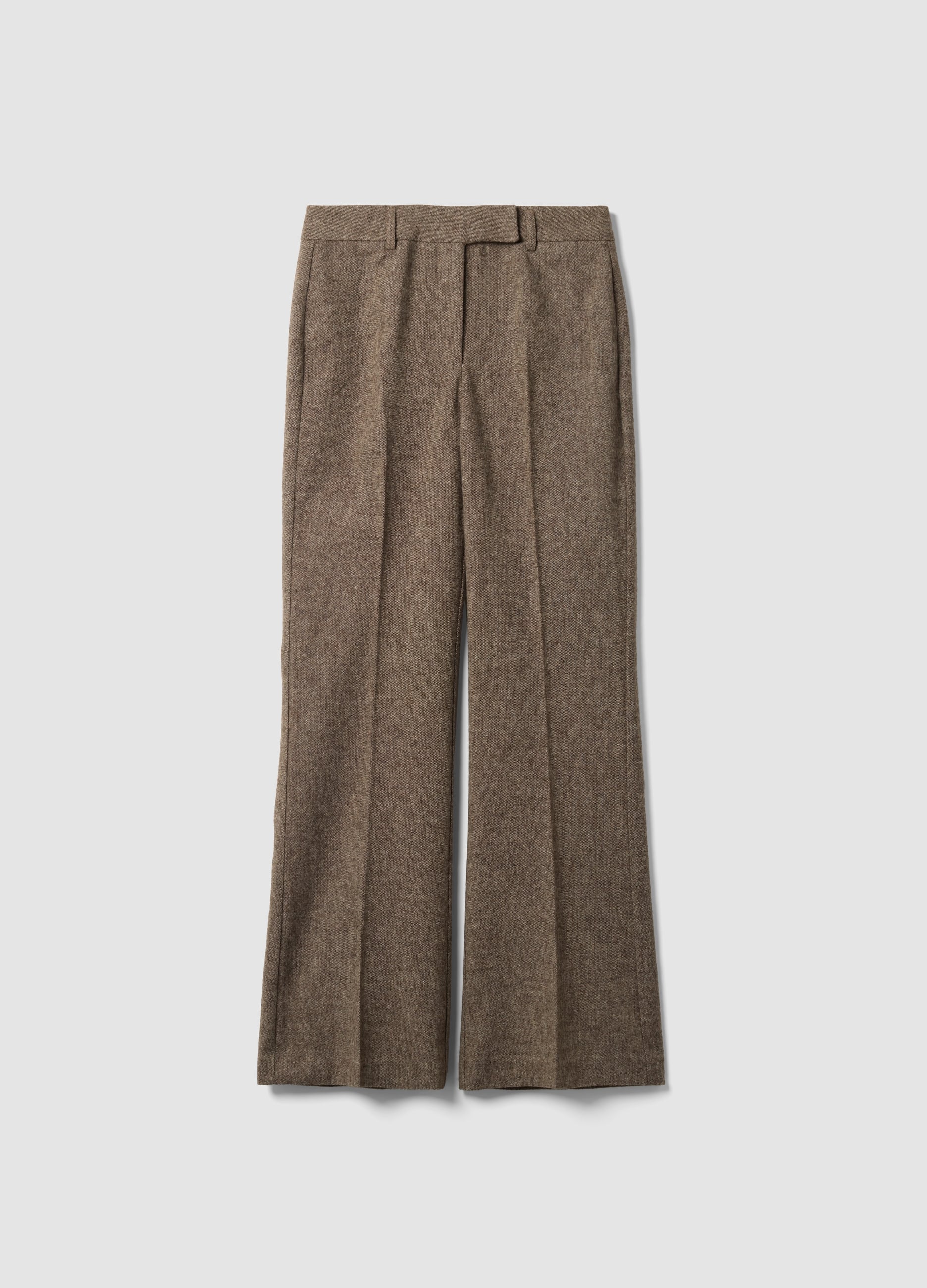 LES COPAINS, Pantaloni Marroni Flare In Misto Lana, Donna, Marrone, Taglia: 44