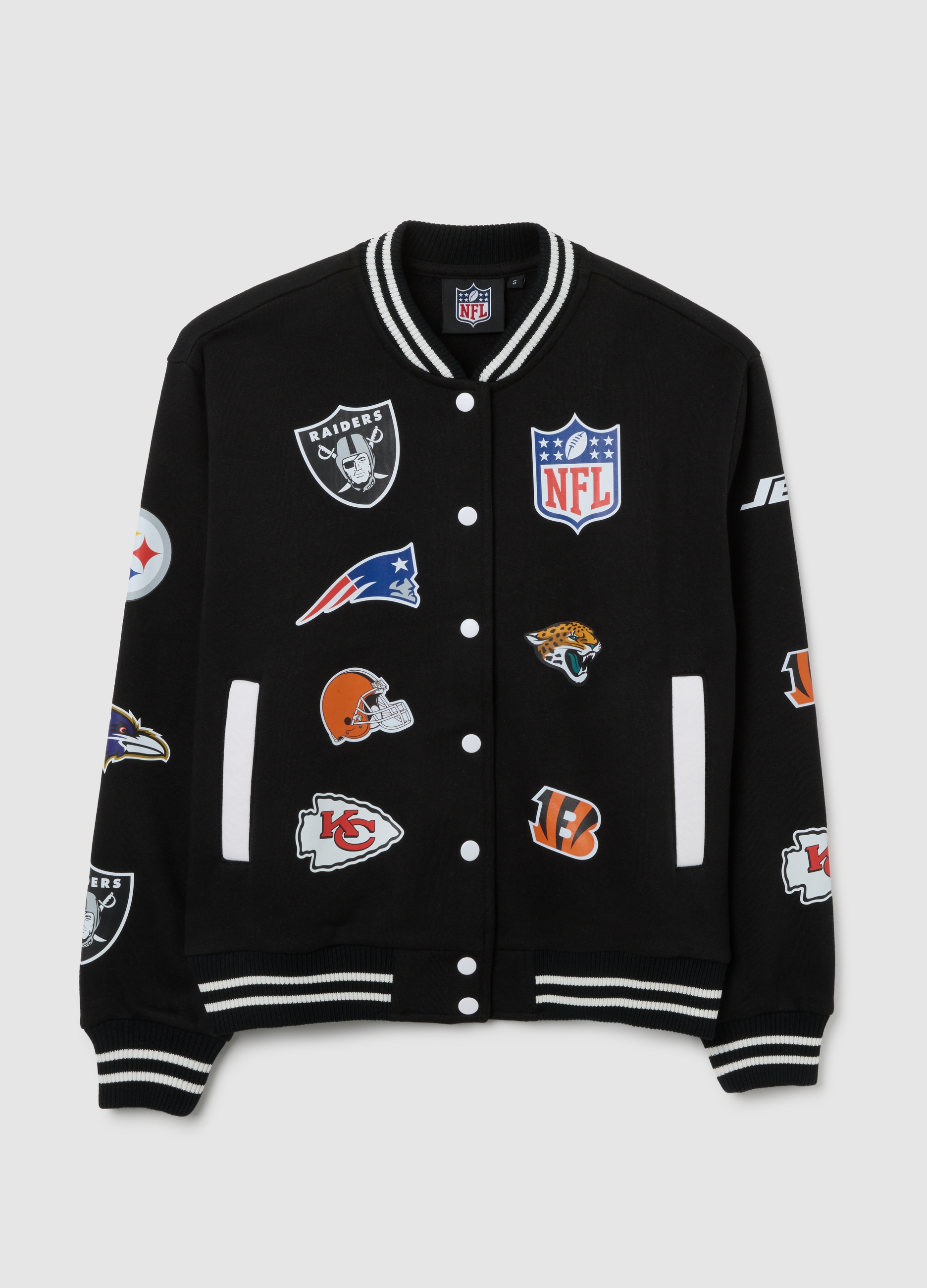 NFL, Giacca Nera Bomber Nfl, Unisex, Nero, Taglia: L