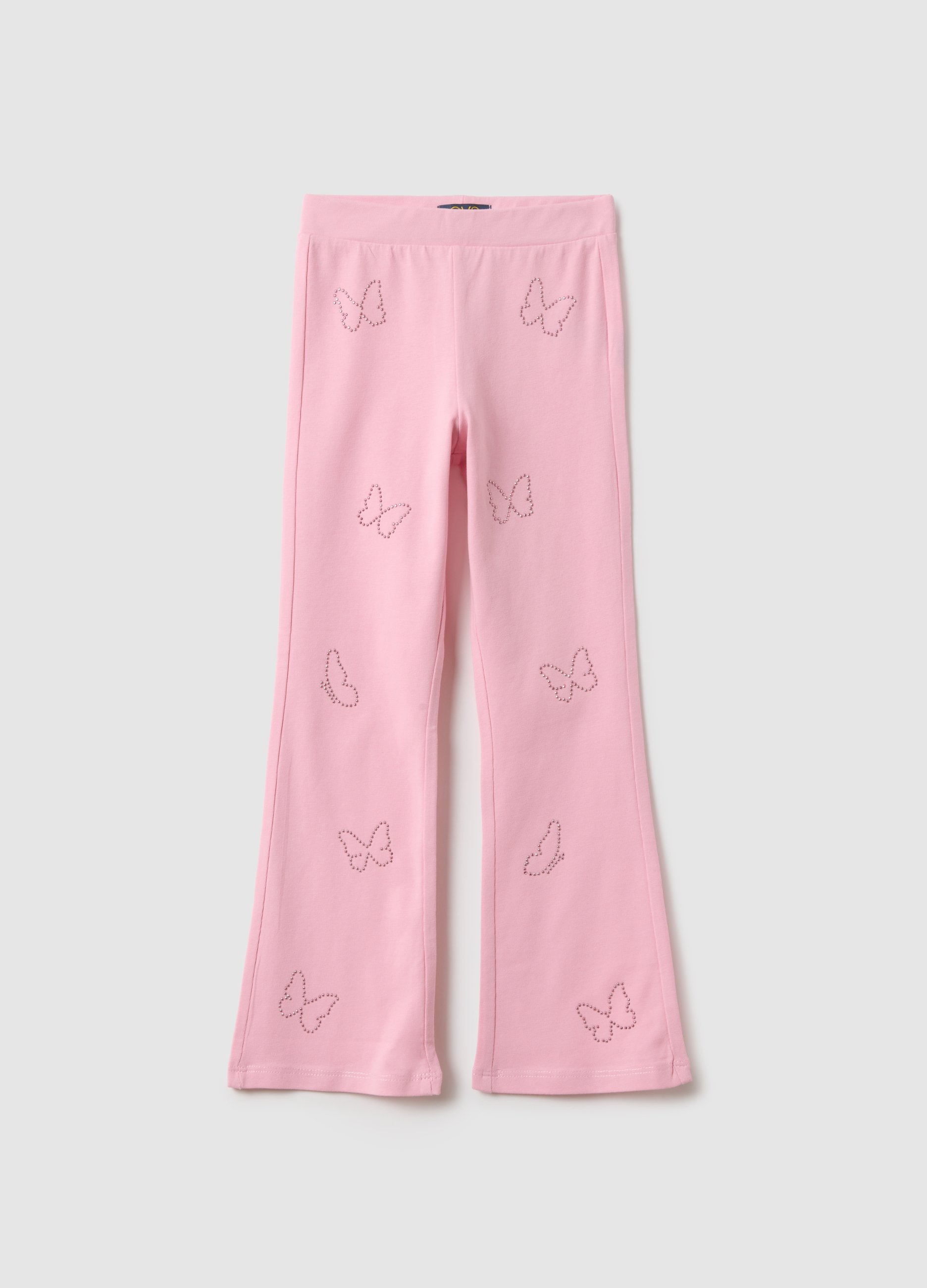 OVS KIDS, Leggings Rosa De Algodón Elástico Slim Fit Para Niñas Con Decoraciones, Niña, Rosa Claro, Talla: 9-10