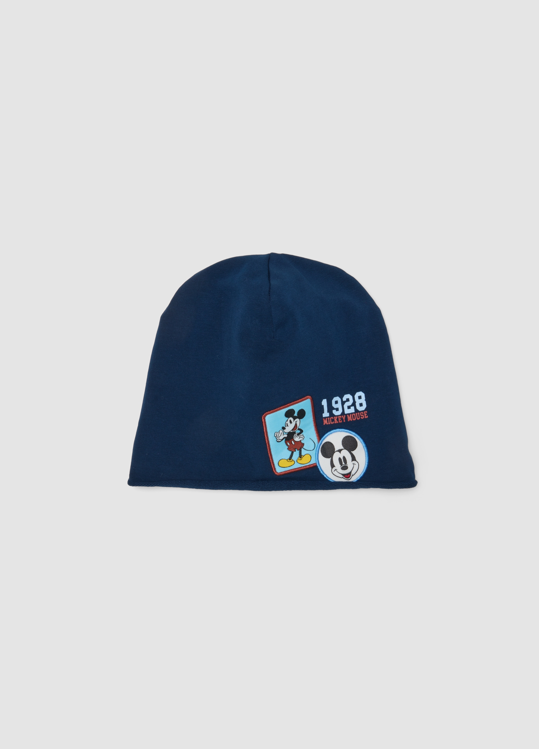 FAGOTTINO, Cappello Blu In Cotone Organico Elasticizzato Con Stampe Mickey Per Bimbo, Bambino, Blu, Taglia: 42-44