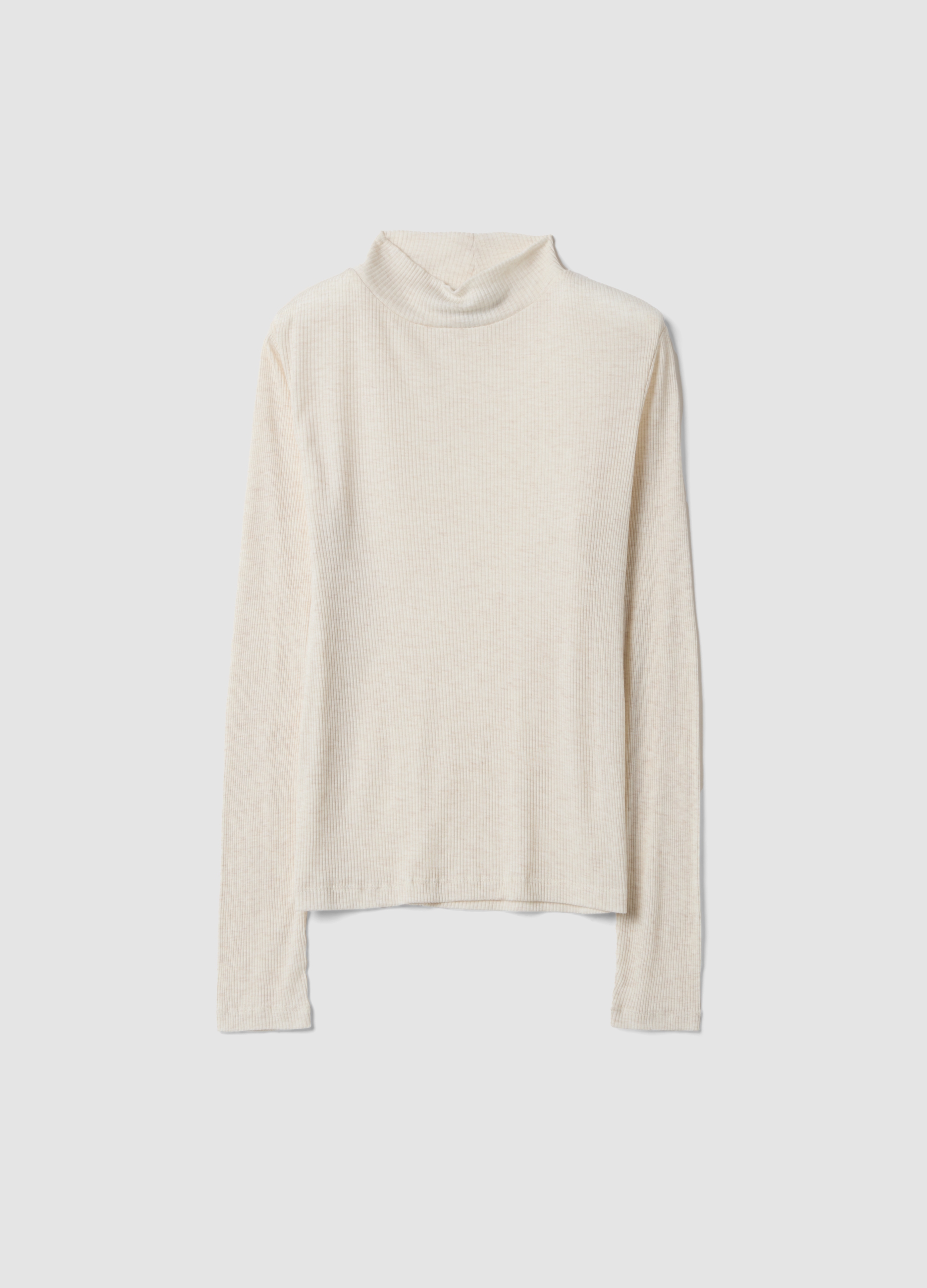 OVS, T-shirt Bianca In Misto Lyocell E Lana A Costine Regular Fit, Donna, Bianco, Taglia: L
