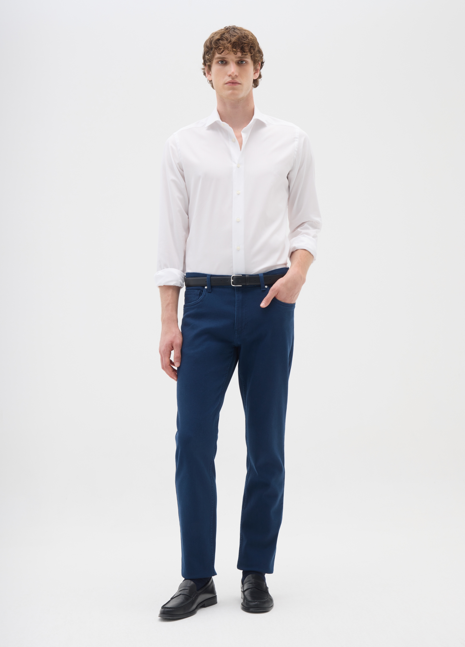OVS, Pantalones Azul De Algodón Elástico Slim Fit, Hombre, Azul oscuro, Talla: 44