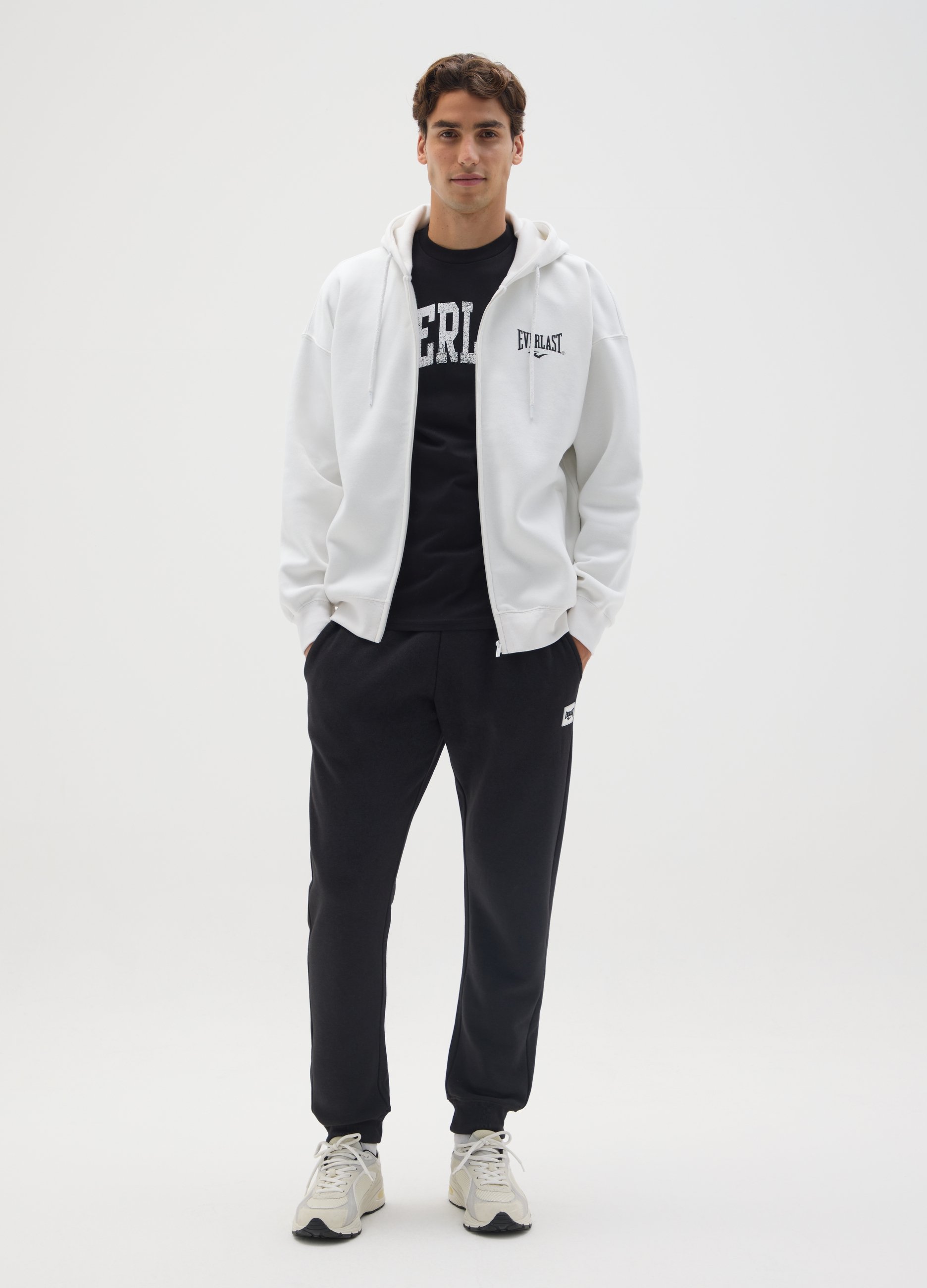 EVERLAST, Pantaloni Jogger In Misto Cotone Nero Everlast, Uomo, Nero, Taglia: L