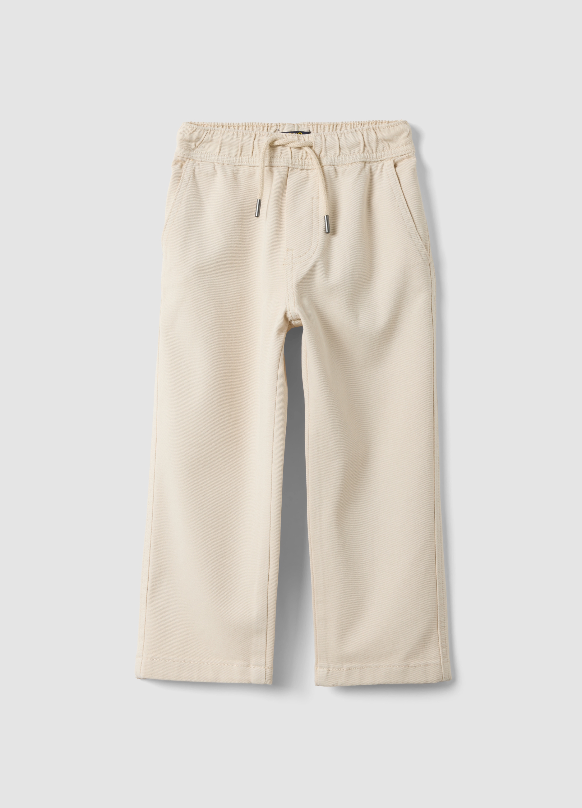 OVS KIDS, Pantaloni Bianchi In Twill Di Cotone Elasticizzato Regular Fit, Bambino, Bianco, Taglia: 5-6