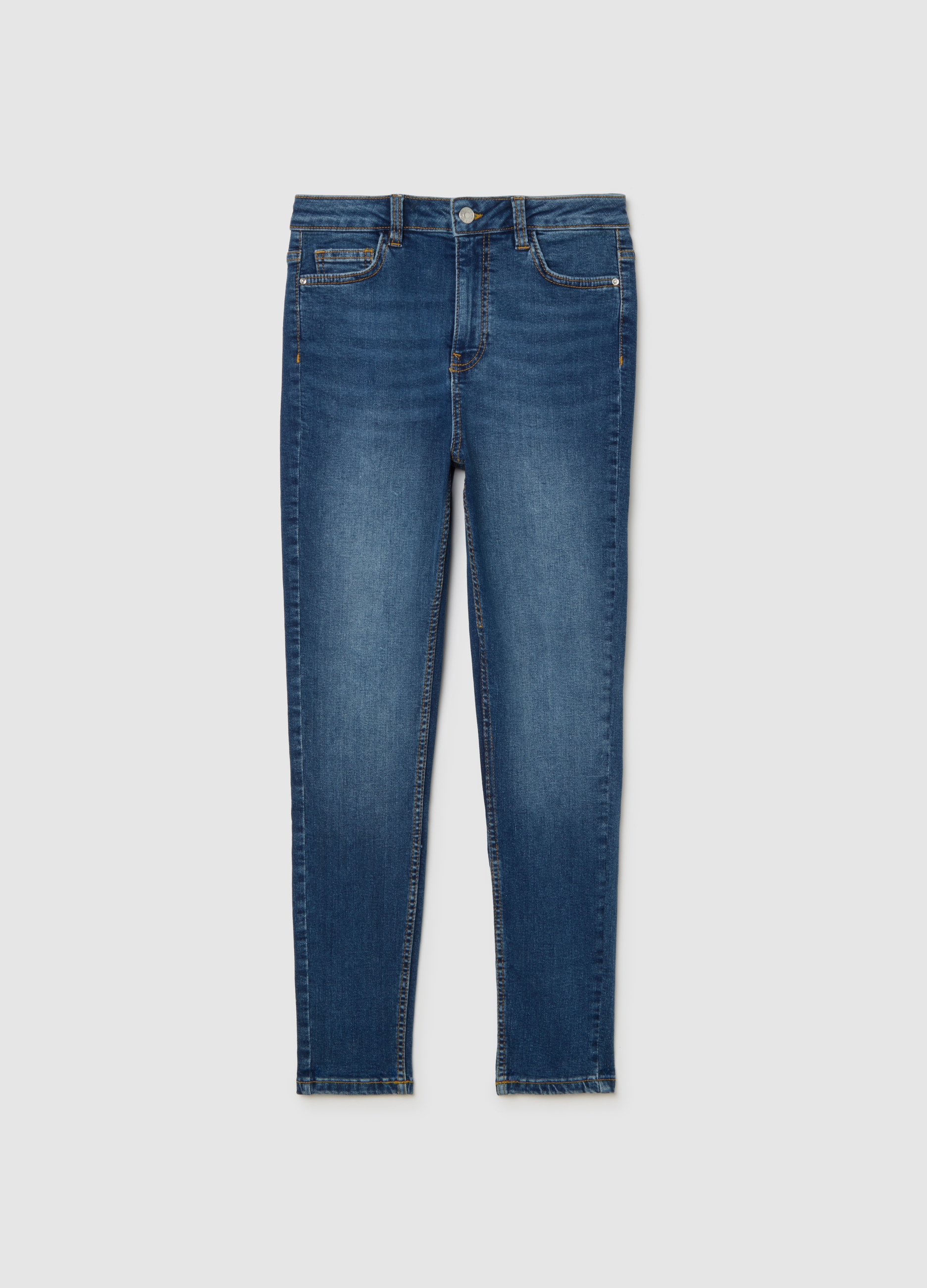 Jeans Ajustados En Denim Elástico, Mujer, Azul vaquero, Talla: 40