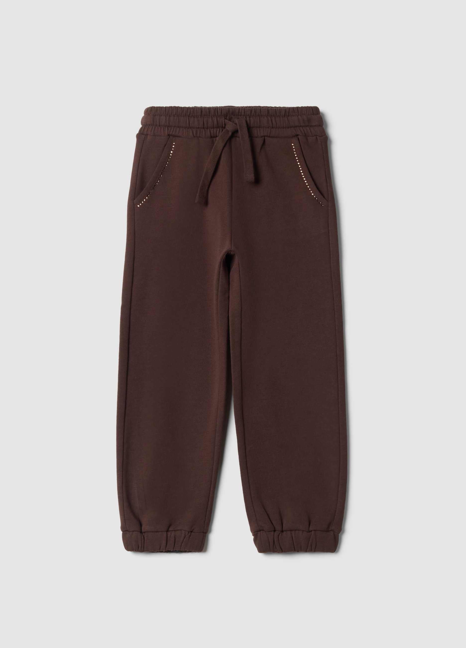 OVS KIDS, Pantaloni Jogger Marroni In Puro Cotone, Bambina, Marrone, Taglia: 6-7