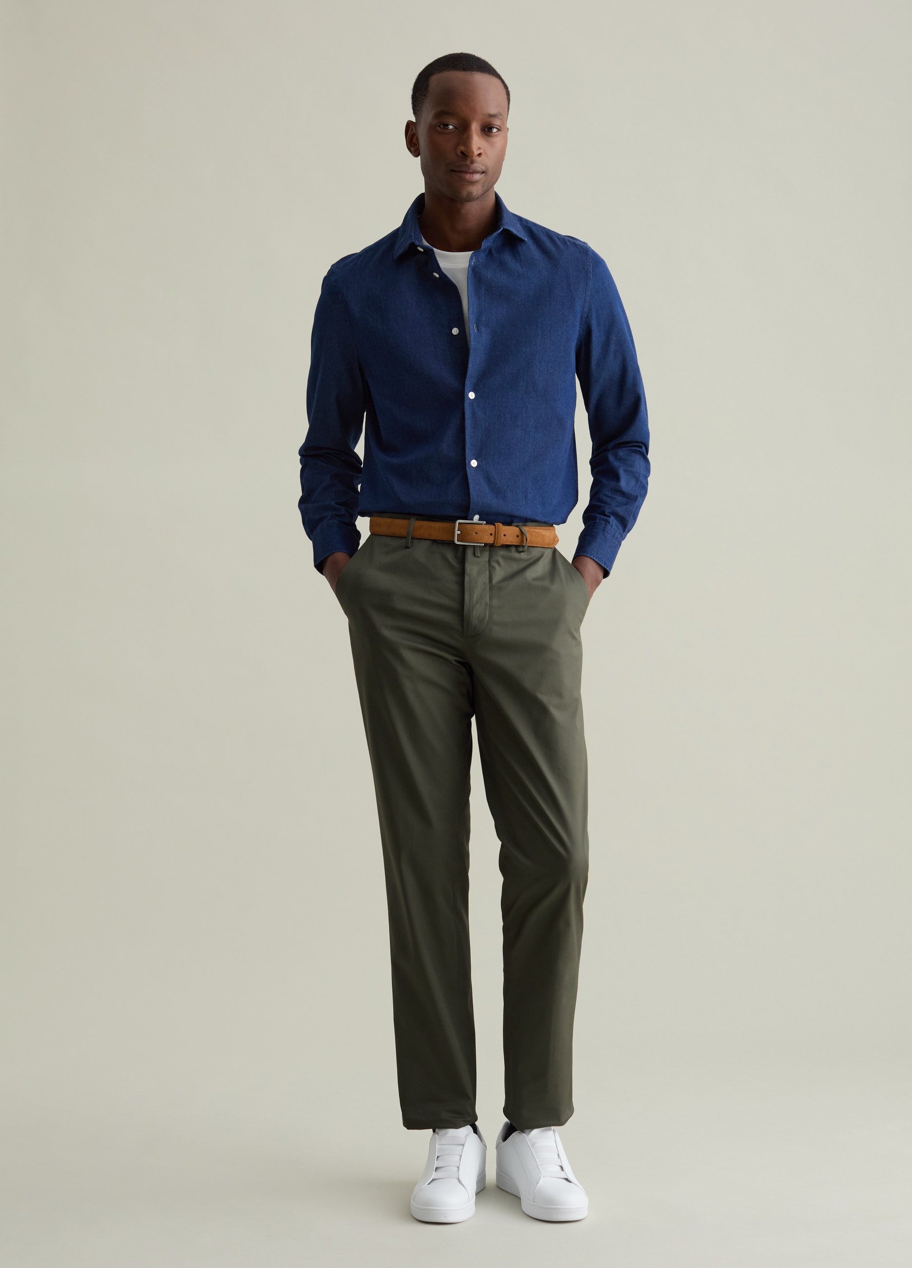 Piombo Contemporary, Camisa Regular Fit De Denim, Hombre, Lavado medio, Talla: L