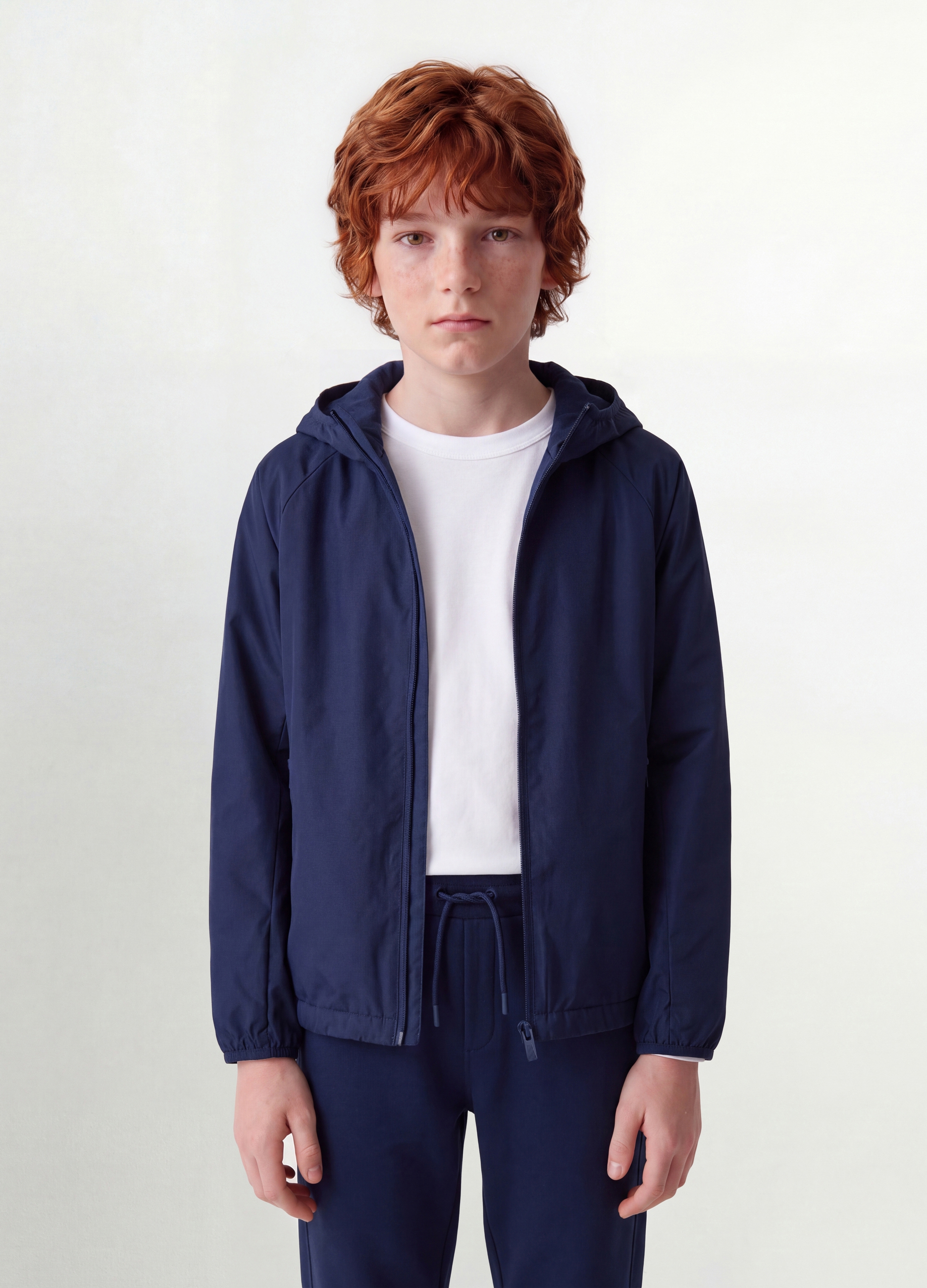 OVS KIDS, Giacca Antipioggia Blu Con Cappuccio E Zip Per Ragazzo, Bambino, Blu, Taglia: 13-14