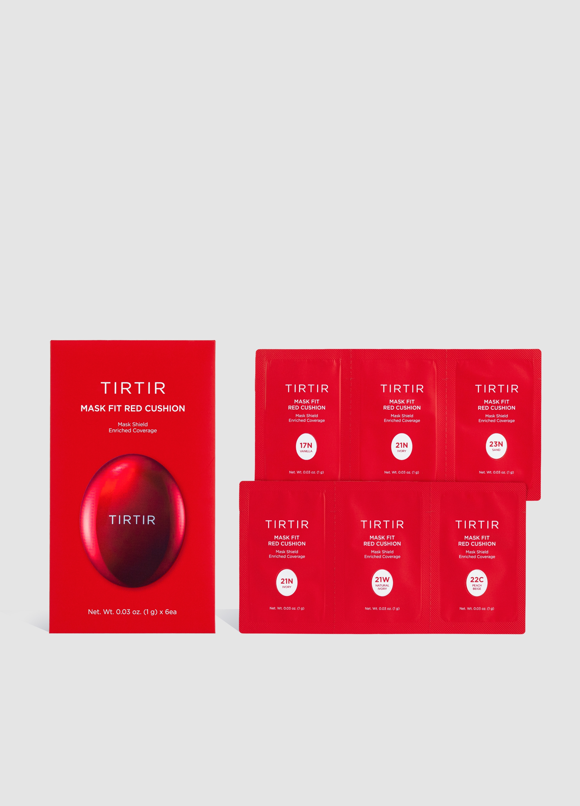 TIRTIR, Tirtir Mask Fit Red Cushion 6 Shade Kit 1g*6pz - Make-up Coreano, Donna, Multicolor, Taglia: FASUL