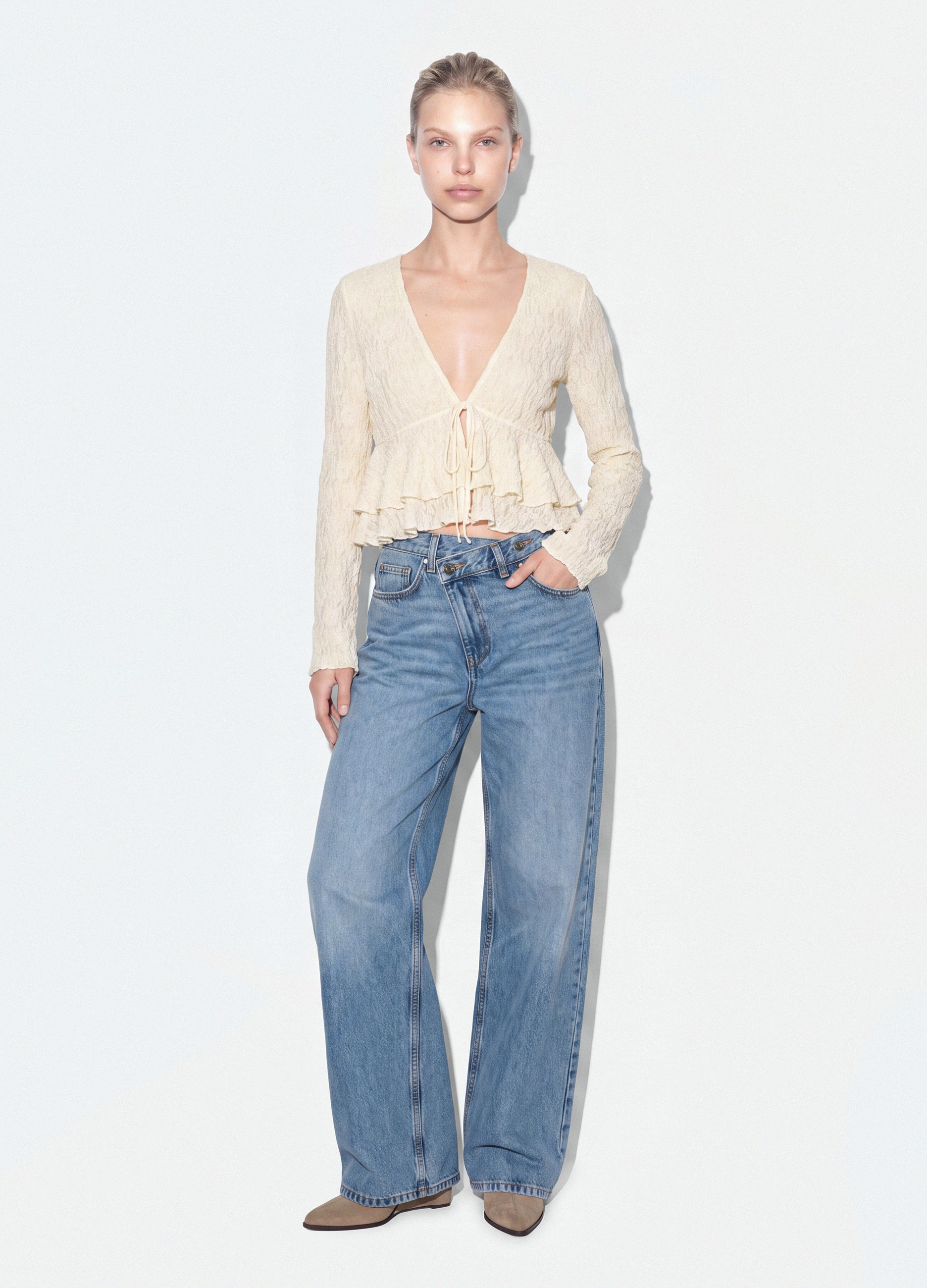 B.ANGEL, Jeans Azzurri In Denim Di Puro Cotone Skater Fit, Donna, Azzurro, Taglia: 40