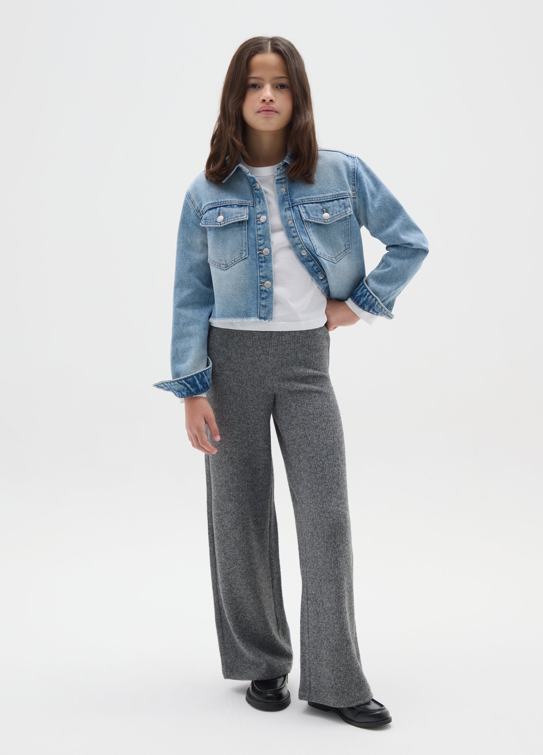 OVS KIDS, Pantaloni Grigi Wide Leg Da Ragazza In Tessuto Elasticizzato, Bambina, Grigio, Taglia: 12-13